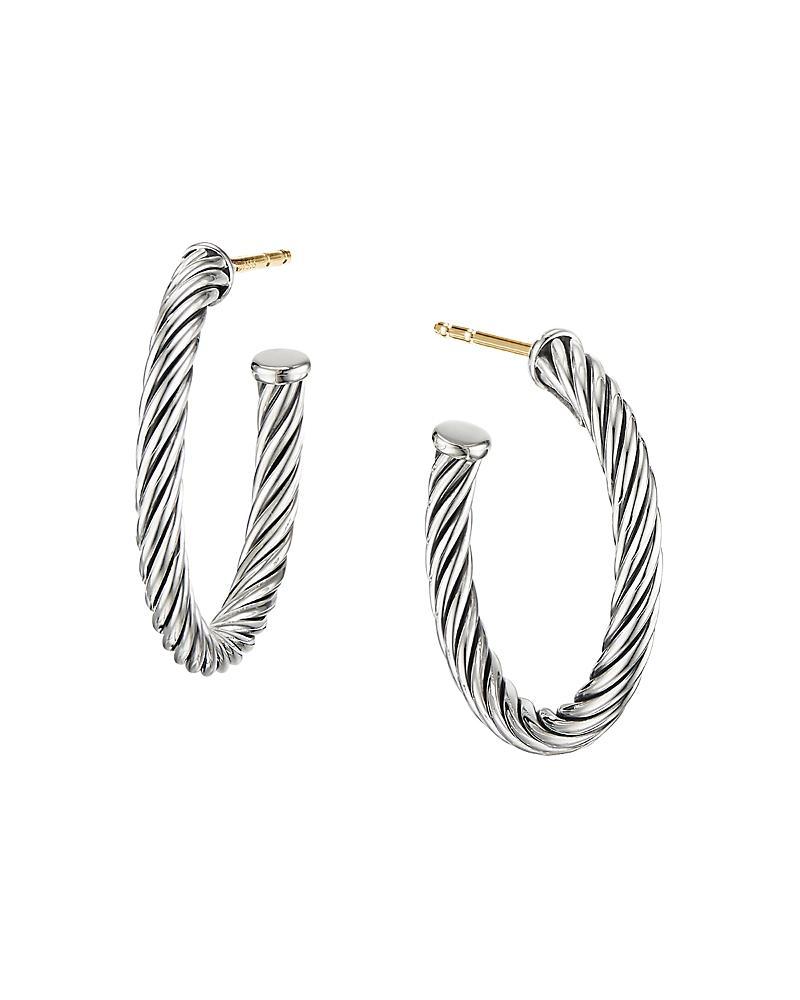 Cable Hoop Earrings in Silver, 0.75L Product Image