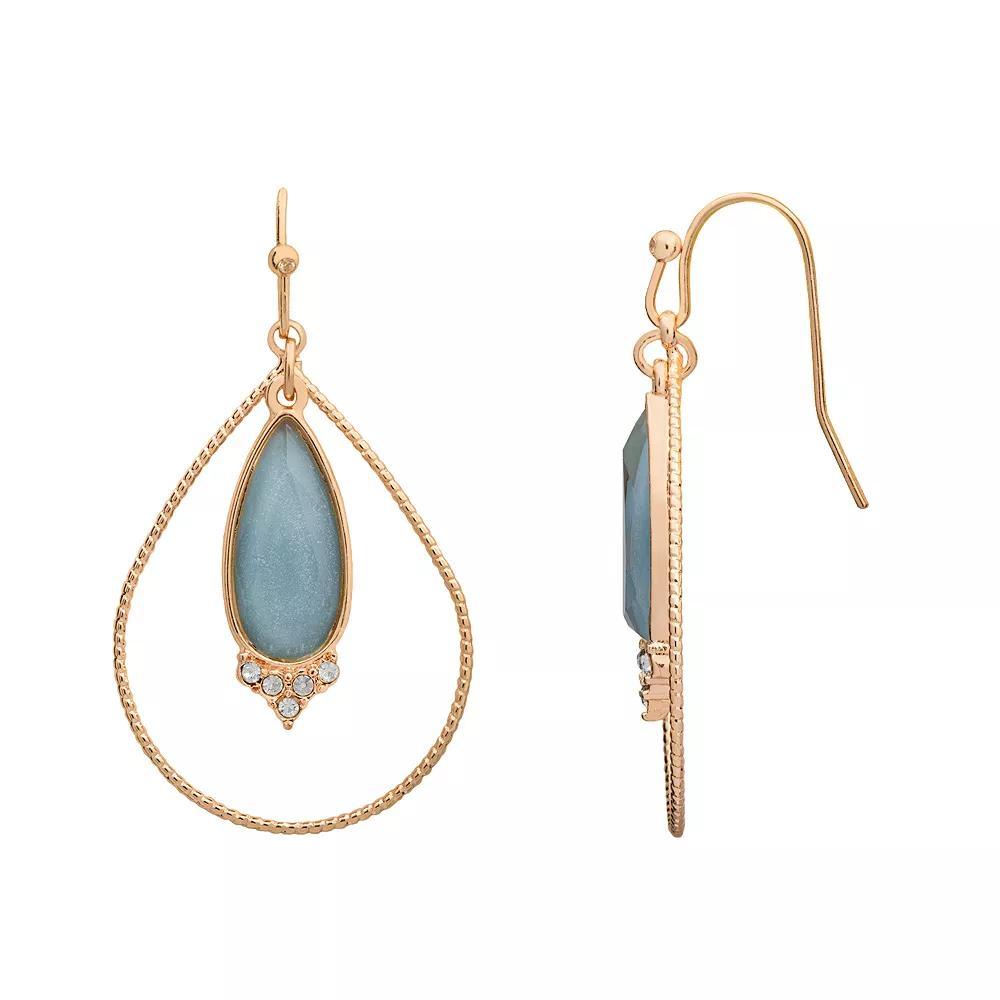 LC Lauren Conrad Gold Tone Pear Drop Nickel Free Hoop Earrings, Women's Product Image