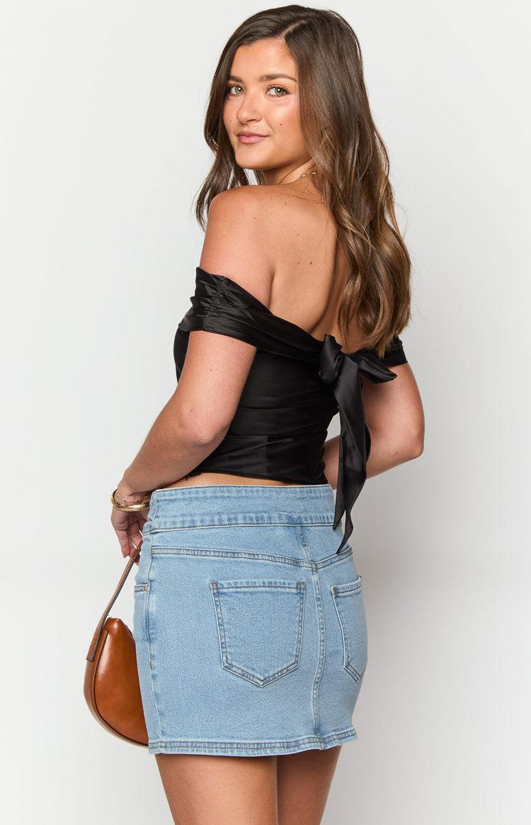 Ria Light Wash Denim Mini Skirt Product Image