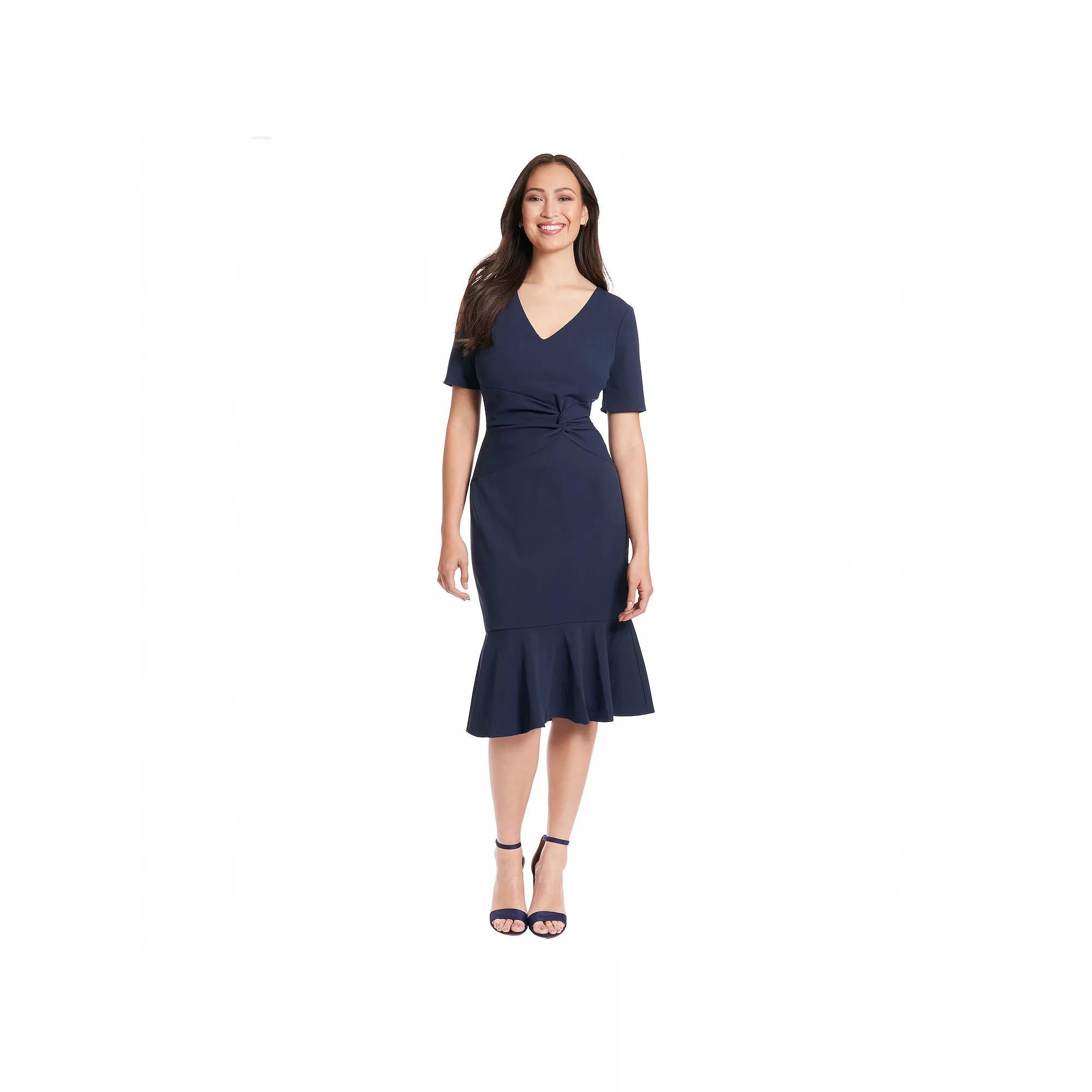 Women's London Times Flounce Midi Twist Dress, Size: 14, Blue Product Image