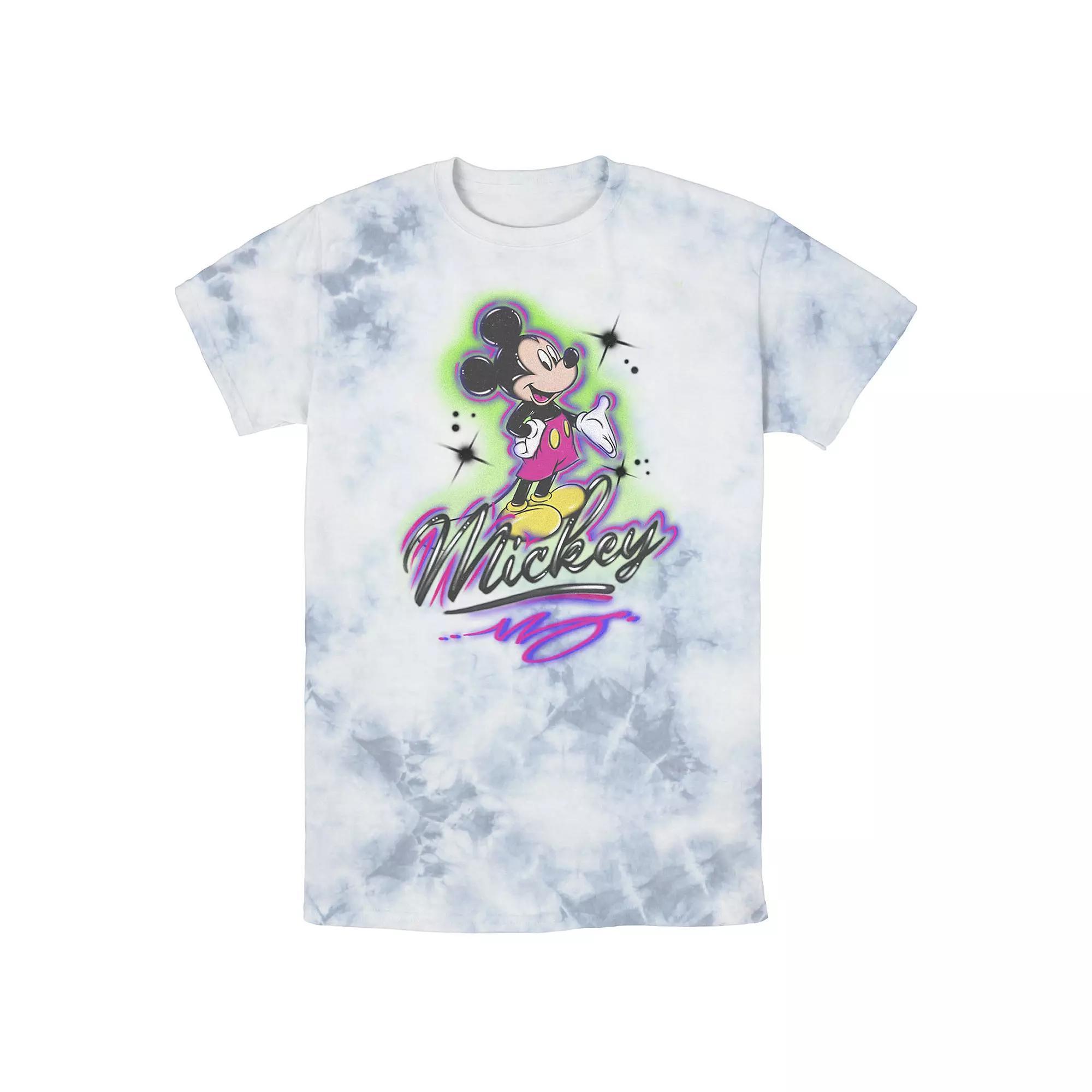 Men's Disney Mickey And Friends Mickey Mouse Airbrush Portrait Wash Tee, Size: Small, White Blue Product Image