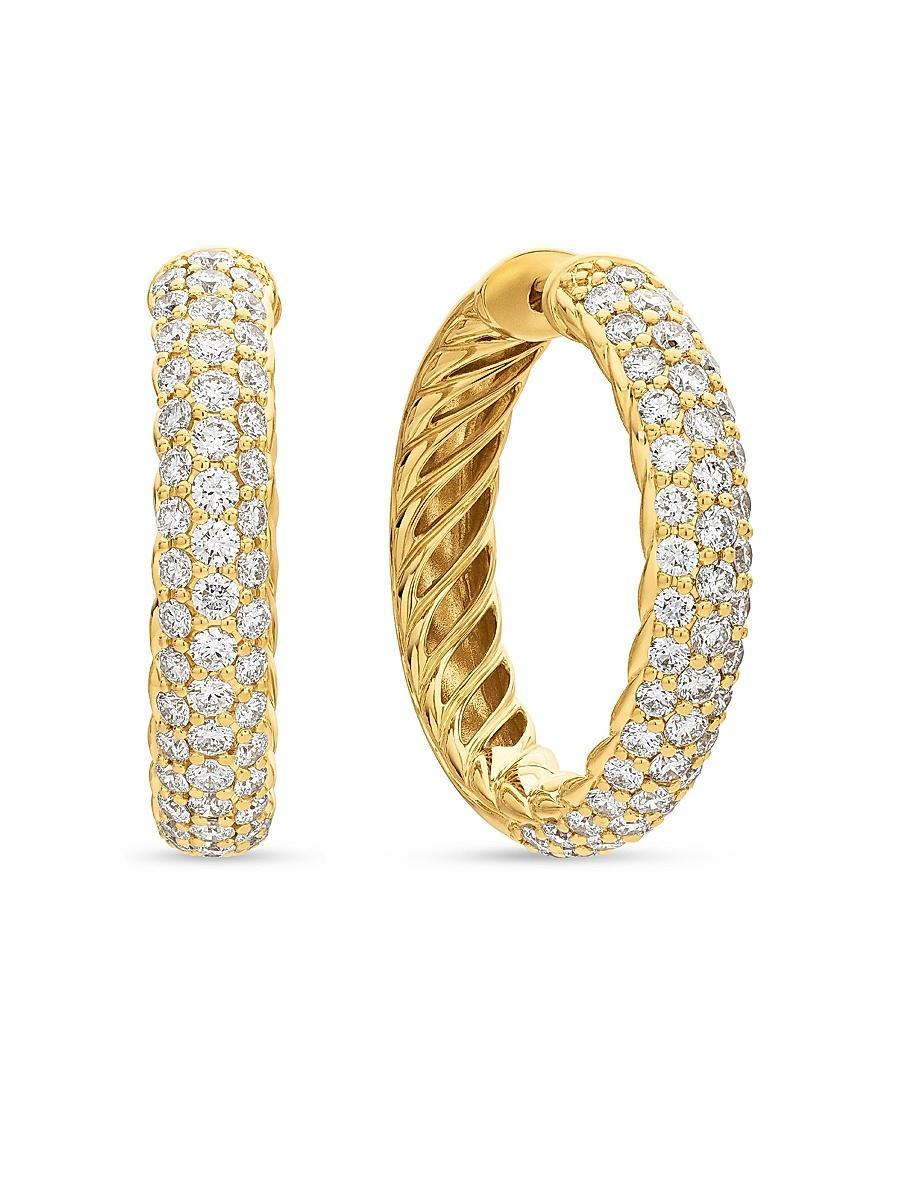 Womens DY Mercer Hoop Earrings In 18K Yellow Gold With Pave Diamonds Product Image