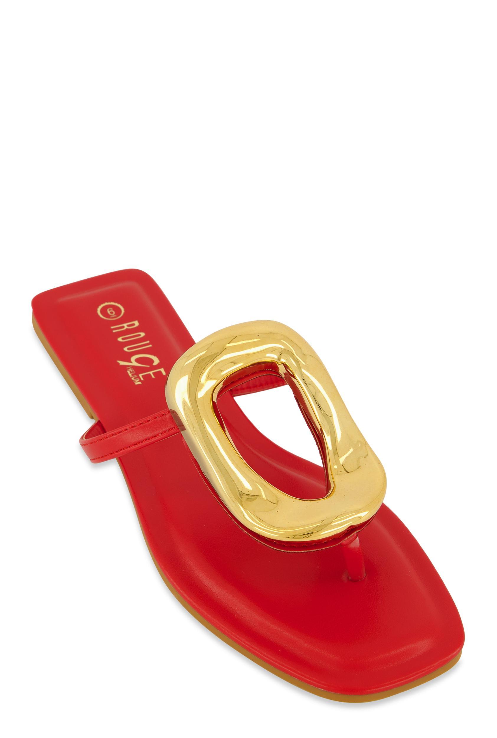 Womens Metallic Pendant Thong Slide Sandals Product Image