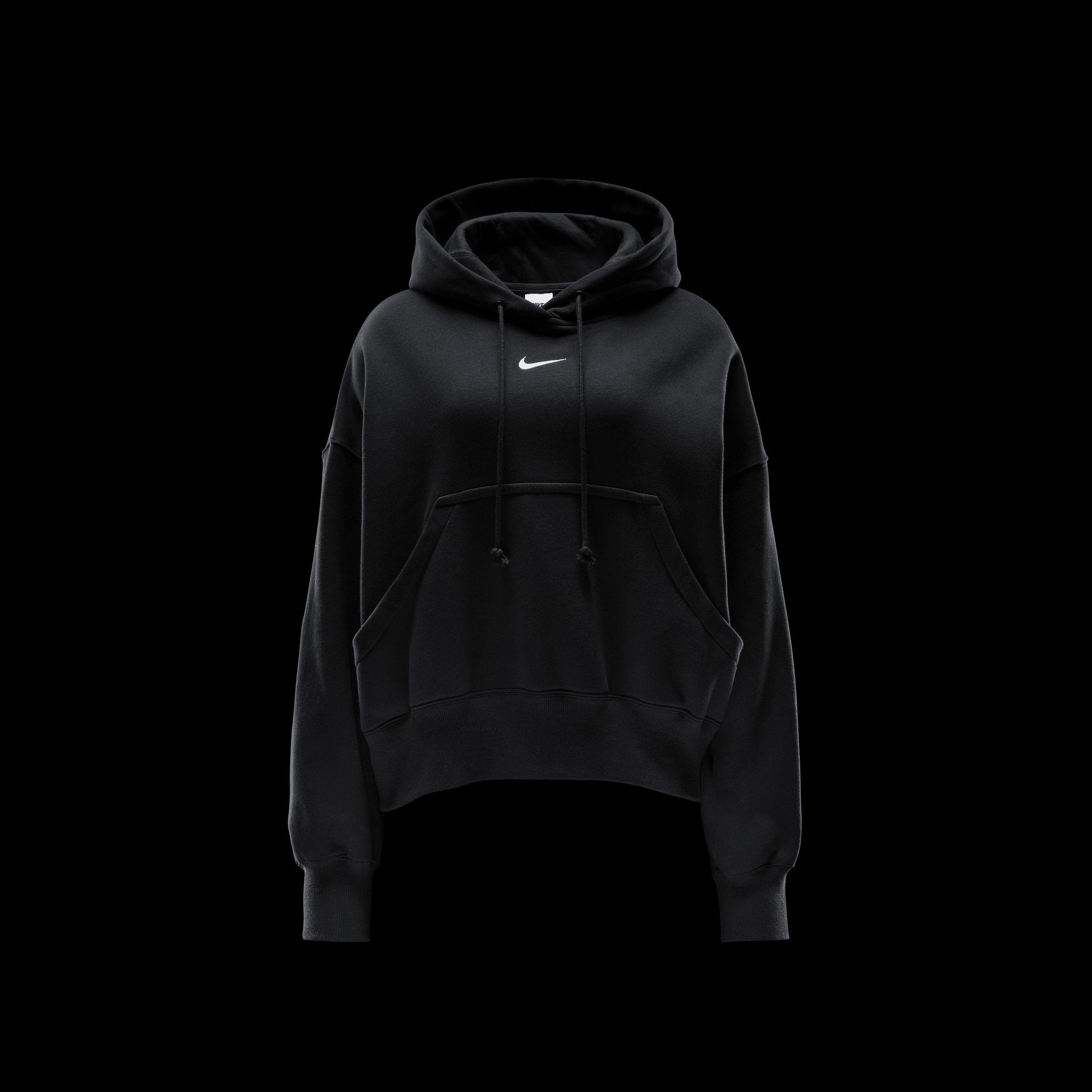 Nike Women's Sportswear Phoenix Fleece Over-Oversized Pullover Hoodie in Black/Black Size Small Cotton/Polyester/Fleece Product Image