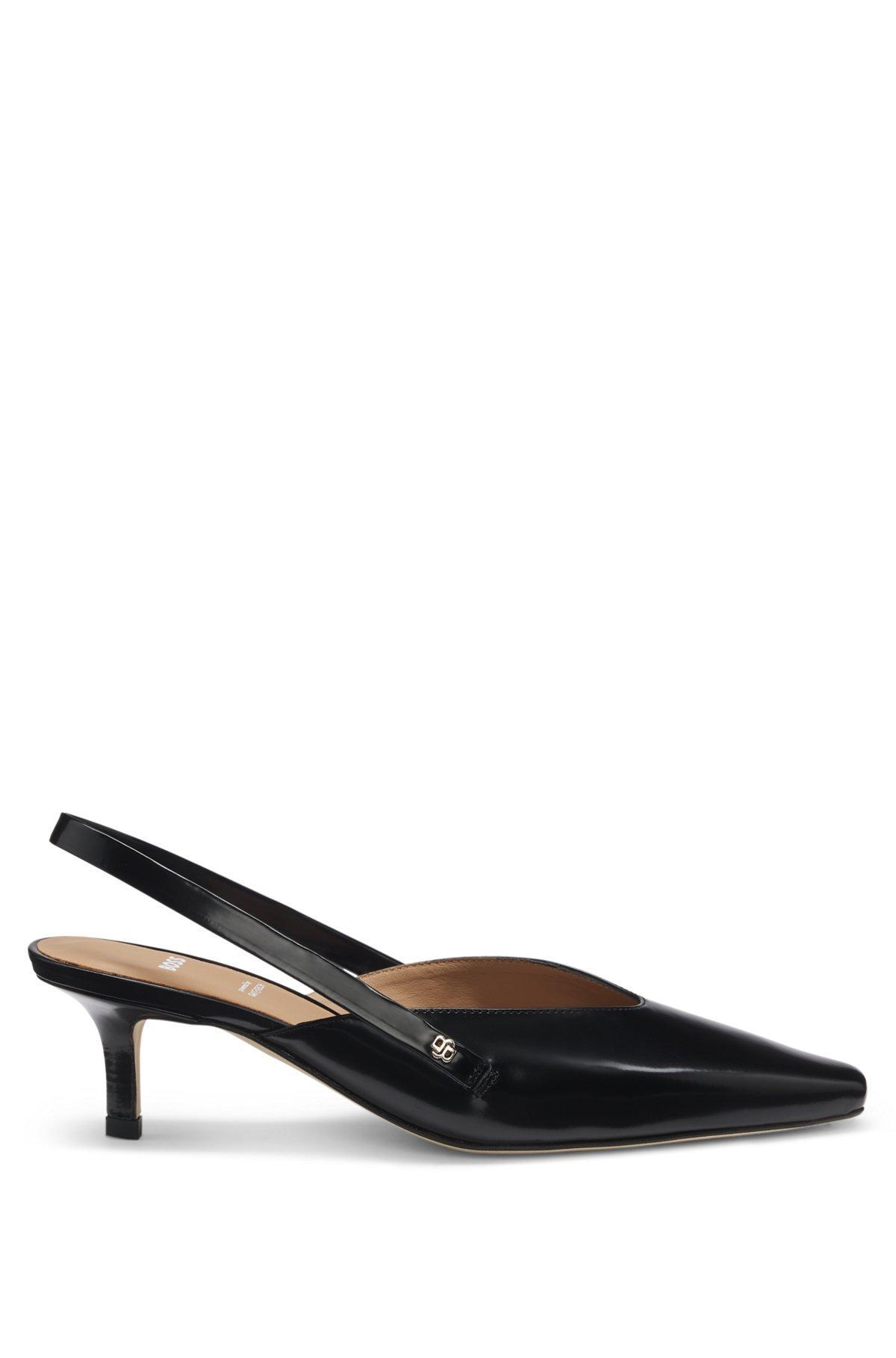 BOSS - Slingback leather pumps with GAIT-TECH® comfort insole - Black Product Image