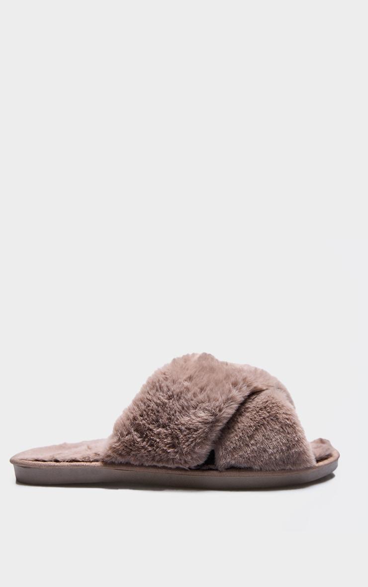 Mink Faux Fur Cross Over Slippers Product Image