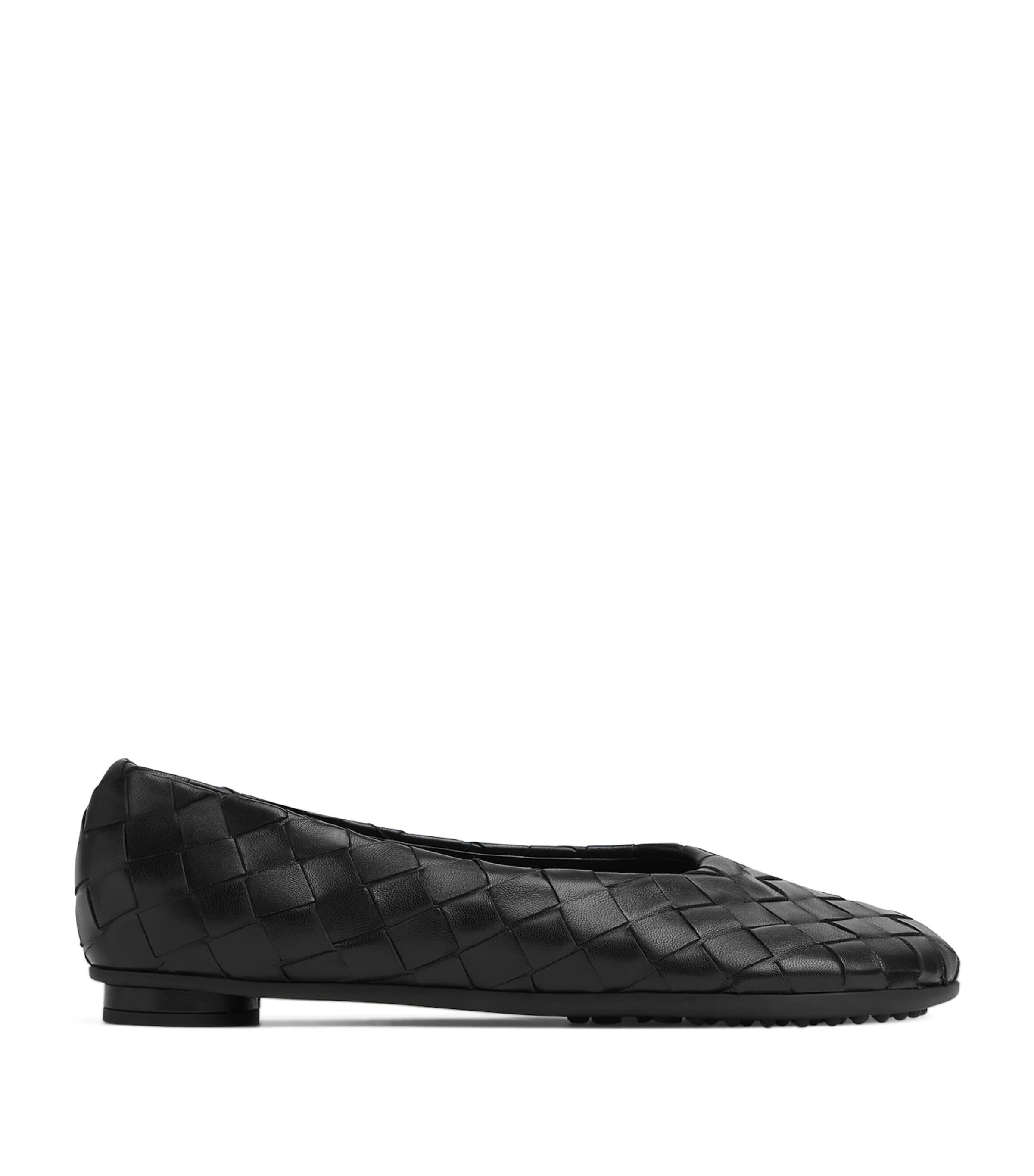 Sleek Mixed Leather Bow Ballerina Flats Product Image