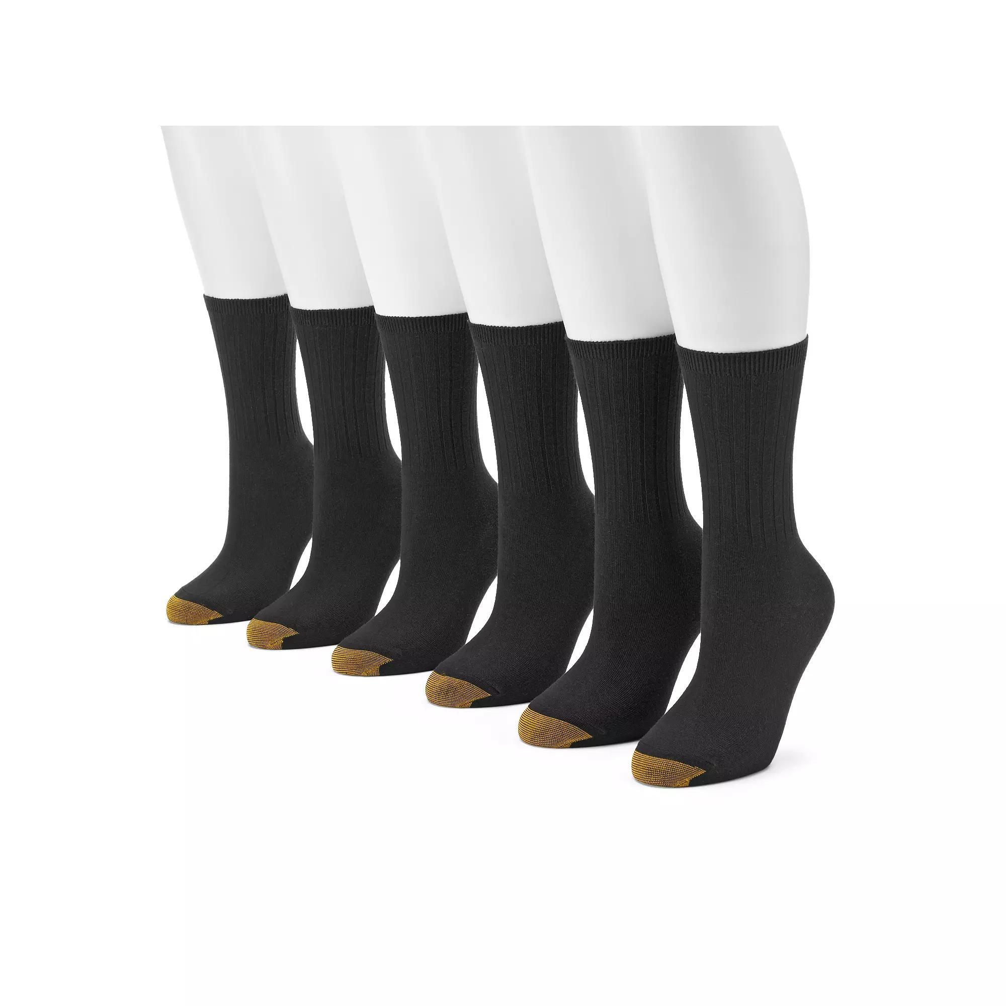 Women's GOLDTOE ® 6-pack Ribbed Crew Socks, Size: 9-11, Green Product Image
