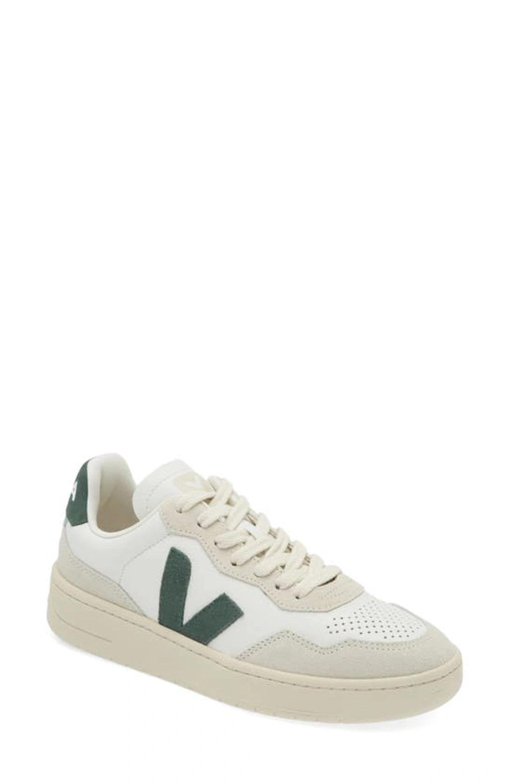 VEJA V-10 Suede-trim Sneaker In White Product Image