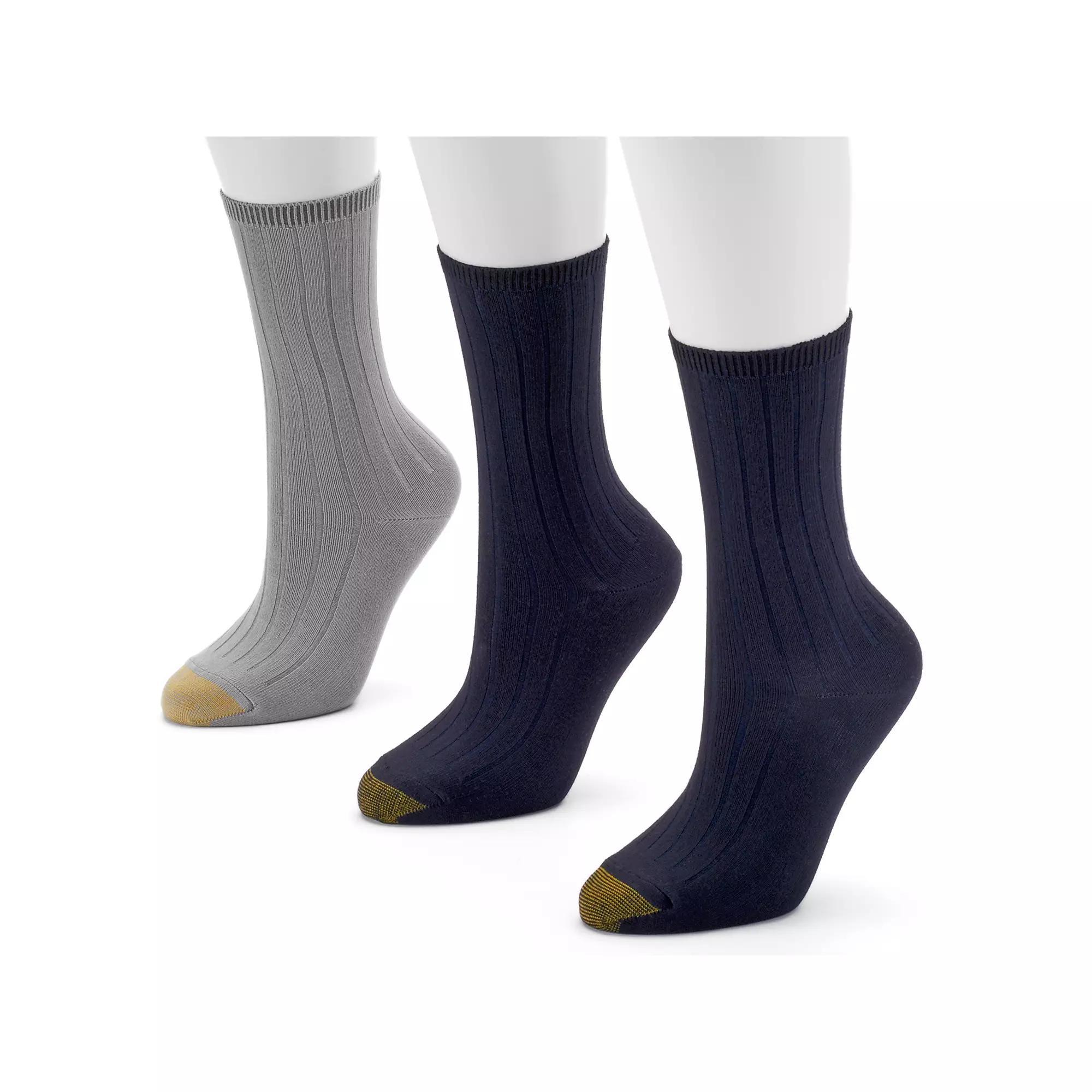 Women's GOLDTOE® 3-pack Ultrasoft Verona Crew Socks, Size: 9-11, Black Product Image