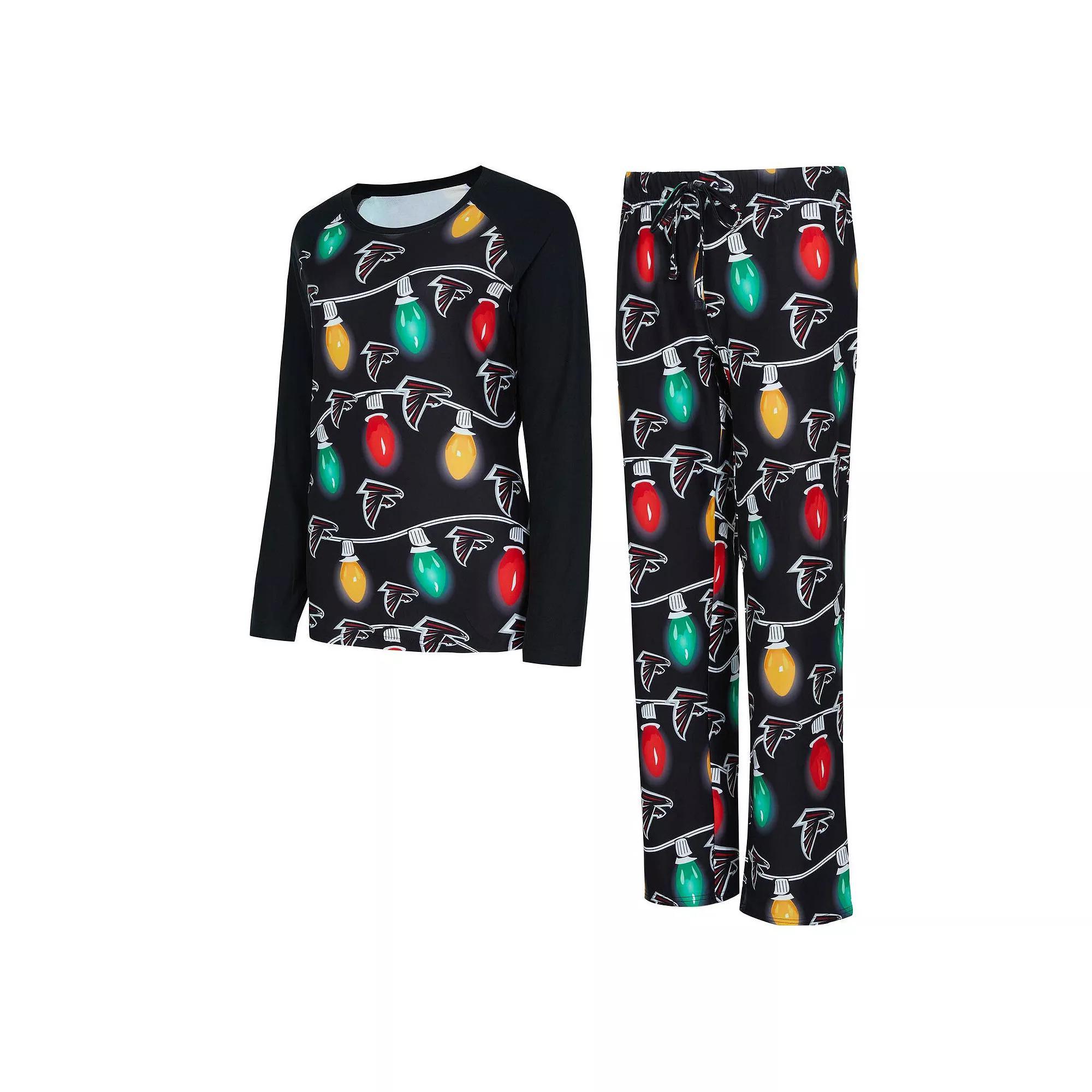 Women's Concepts Sport  Black Atlanta Falcons Garland Knit Raglan Long Sleeve T-Shirt & Pants Set, Size: Small Product Image