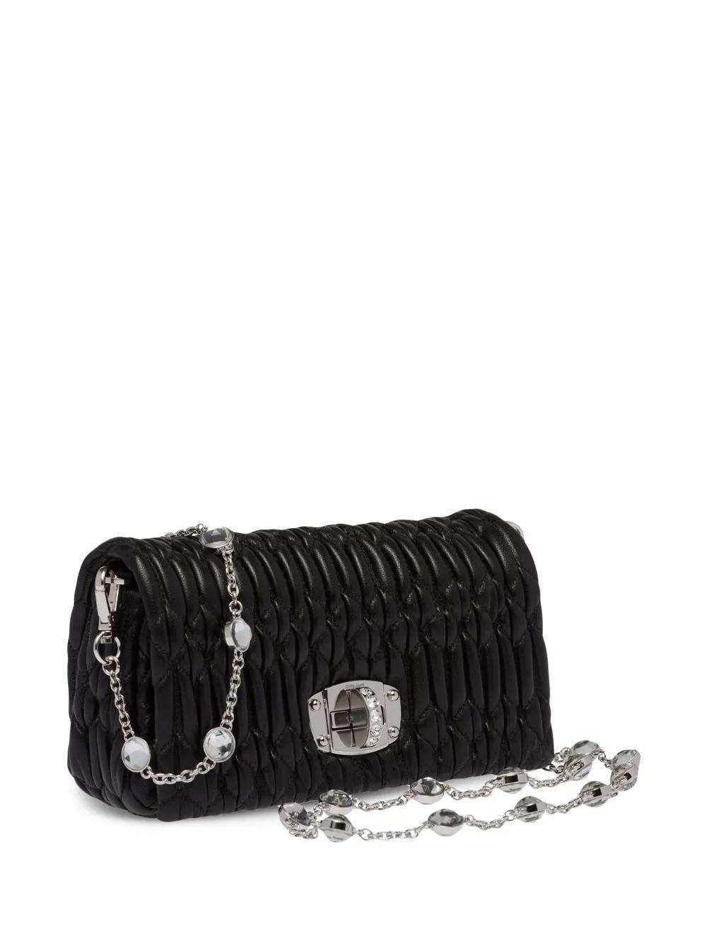 MIU MIU Miu Crystal Nappa Leather Mini Bag In Schwarz Product Image