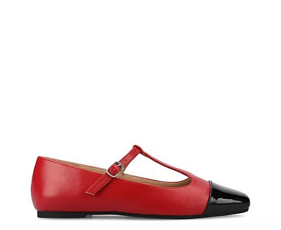 Journee Womens Theah Medium and Wide Width T-Strap Cap Toe Mary Jane Dress Flats Product Image