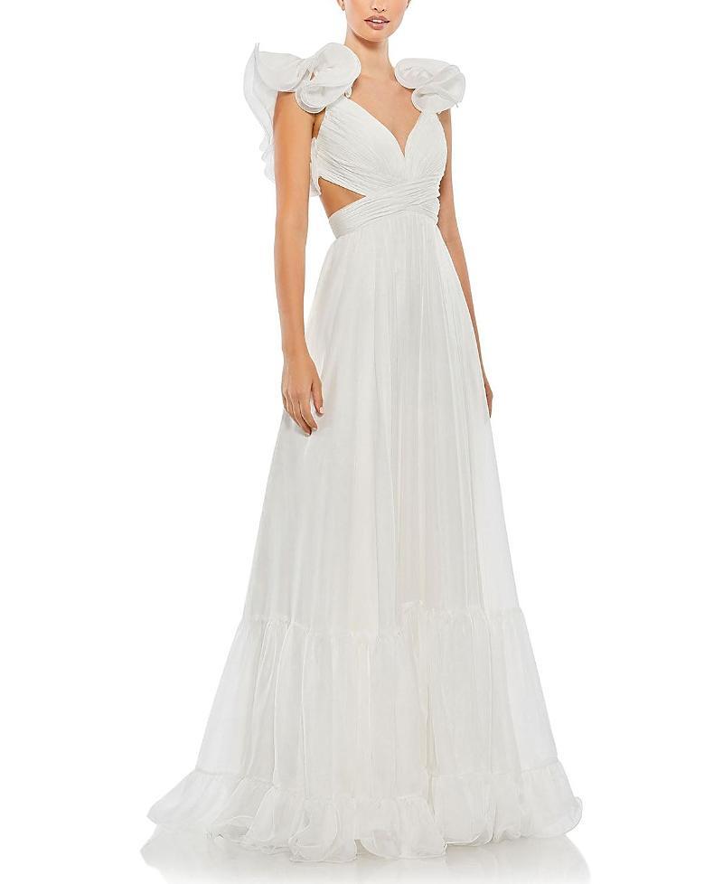 Mac Duggal Ruffle Tiered Cut-Out Chiffon Gown Product Image