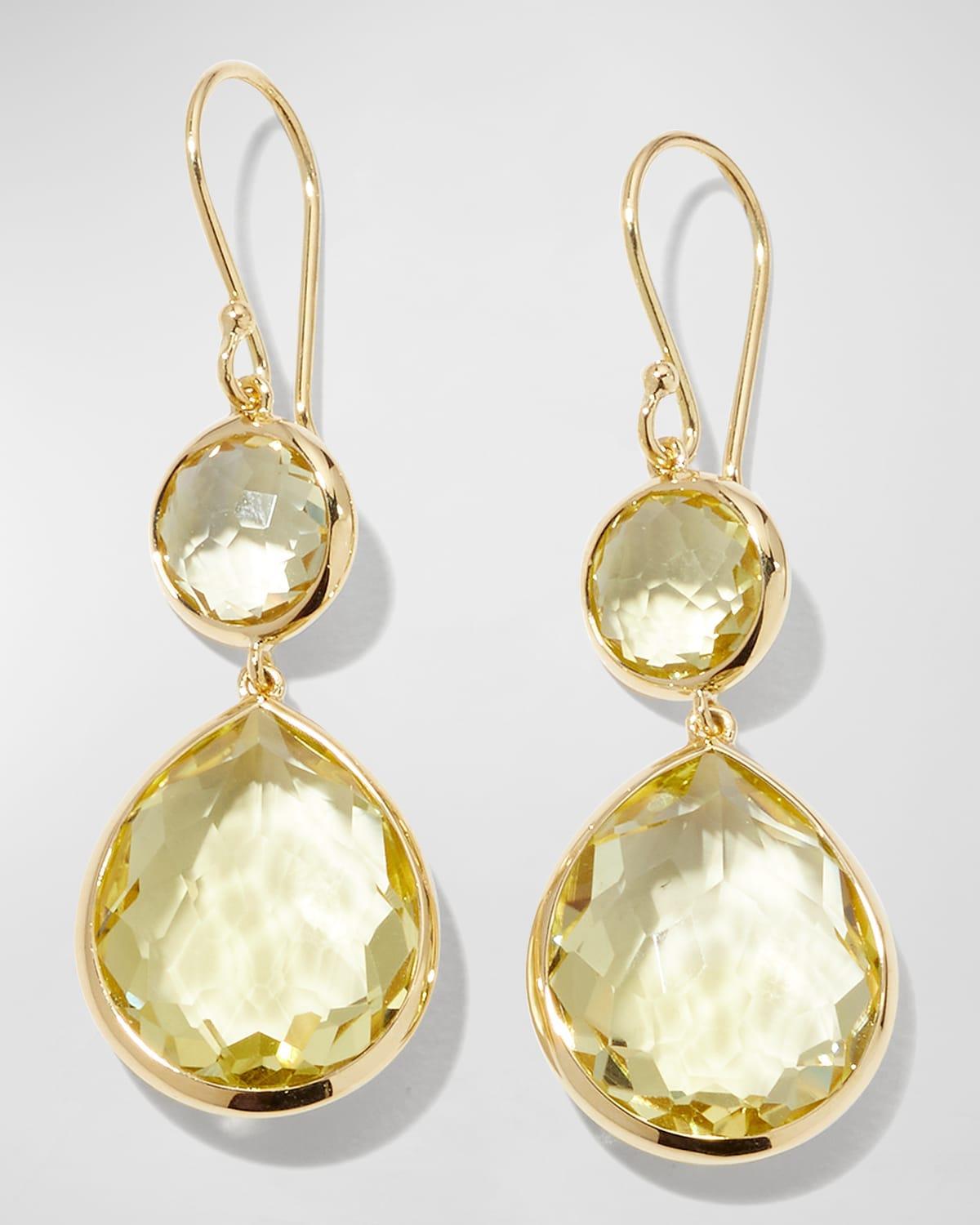 Womens Rock Candy Snowman 18K Green Gold & Turquoise Two-Stone Drop Earrings Product Image