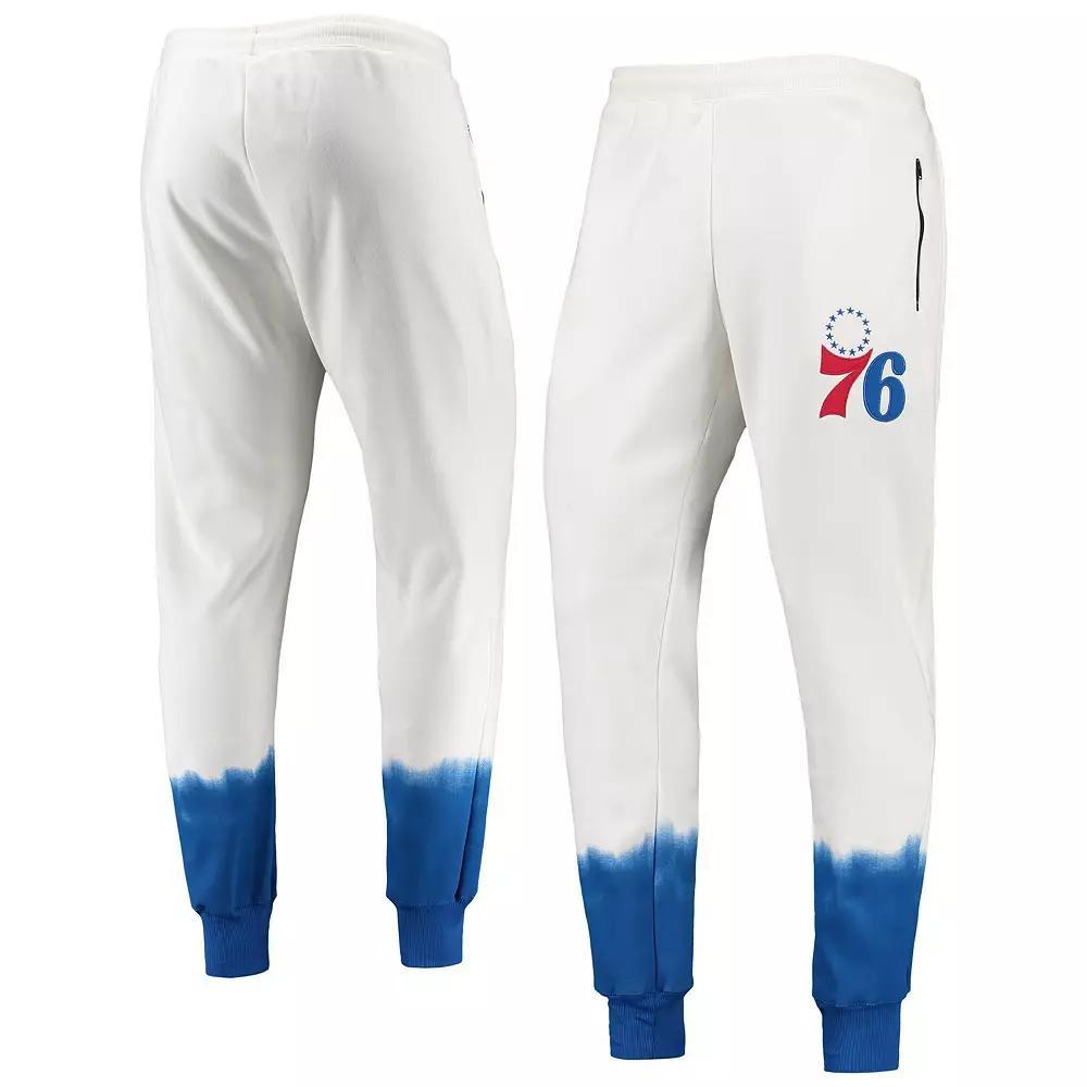 Men's Oatmeal Philadelphia 76ers Double Dribble Tie-Dye Fleece Jogger Pants, Size: Medium, 76r Team Product Image