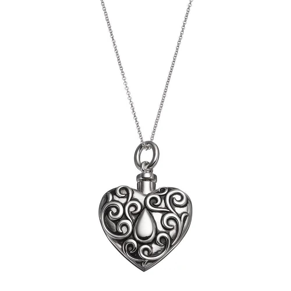 Sentimental Expressions Sterling Silver Heart Rememberance Ash Holder Necklace, Women's, Size: 18", Grey Product Image