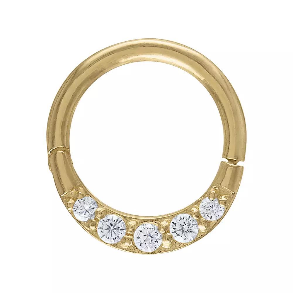 Amella Jewels 10k Gold Cubic Zirconia Septum Clicker Nose Ring, Women's, Yellow Product Image