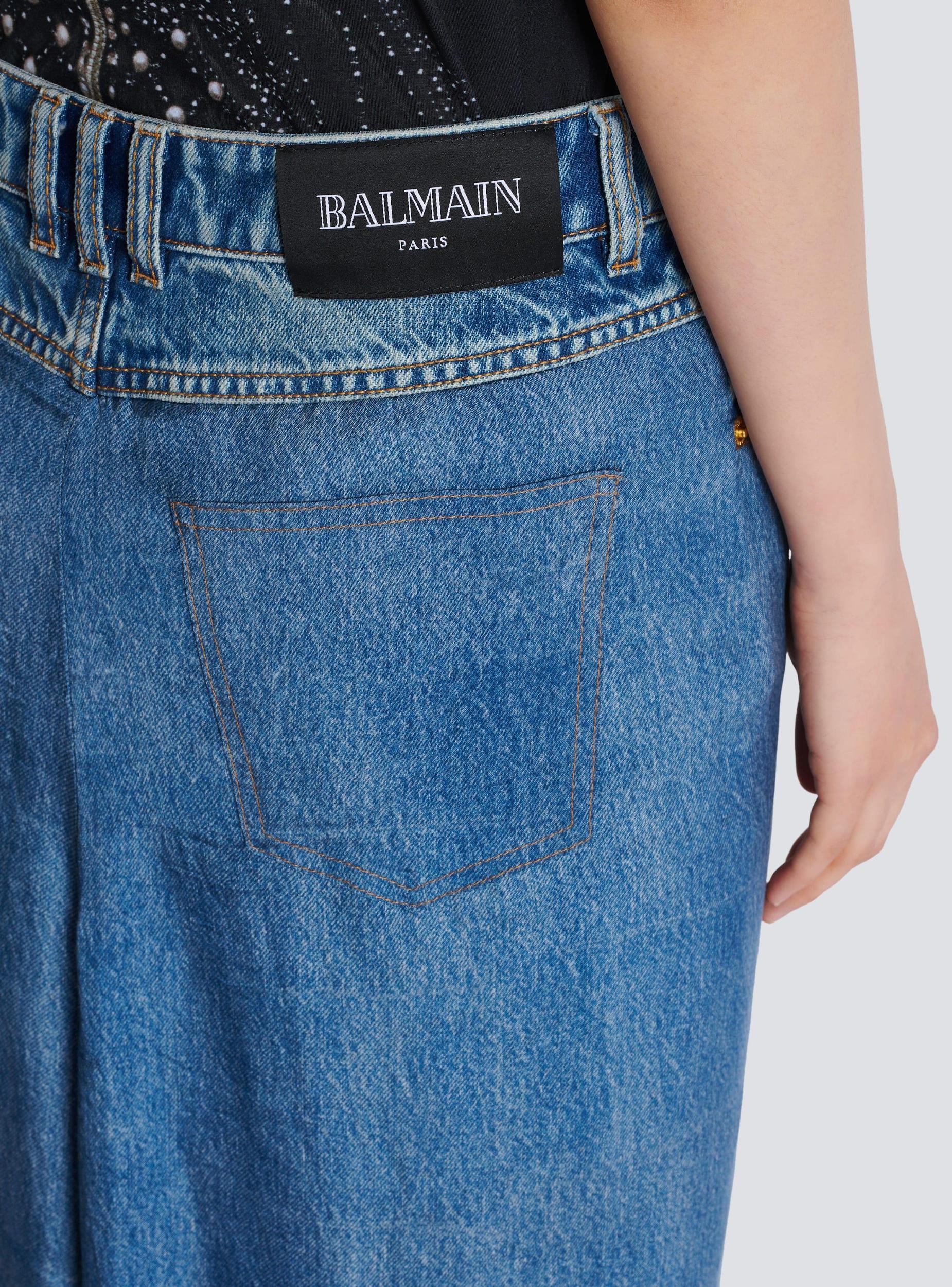 Denim jeans with draped skirt Product Image