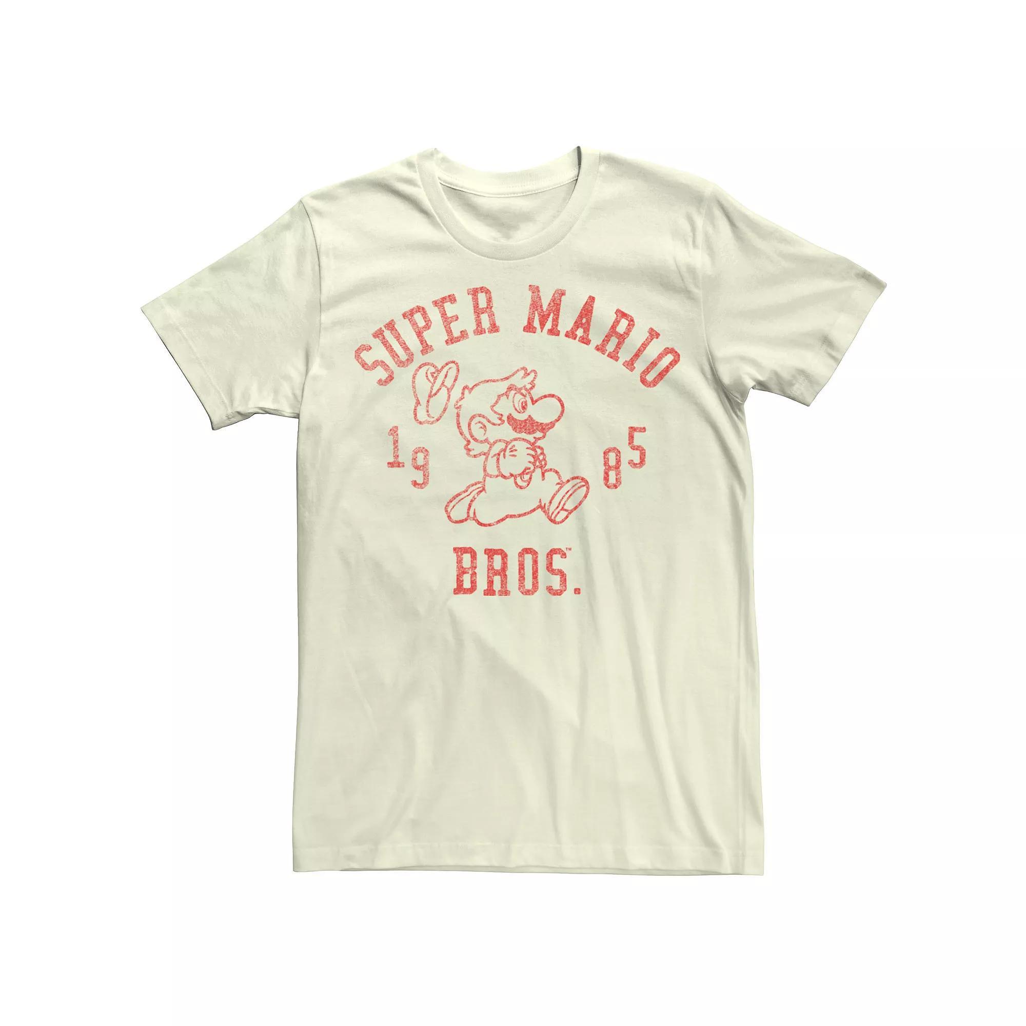 Men's Nintendo Super Mario Bros Retro Side Run 1985 Tee, Size: Medium, Natural Product Image
