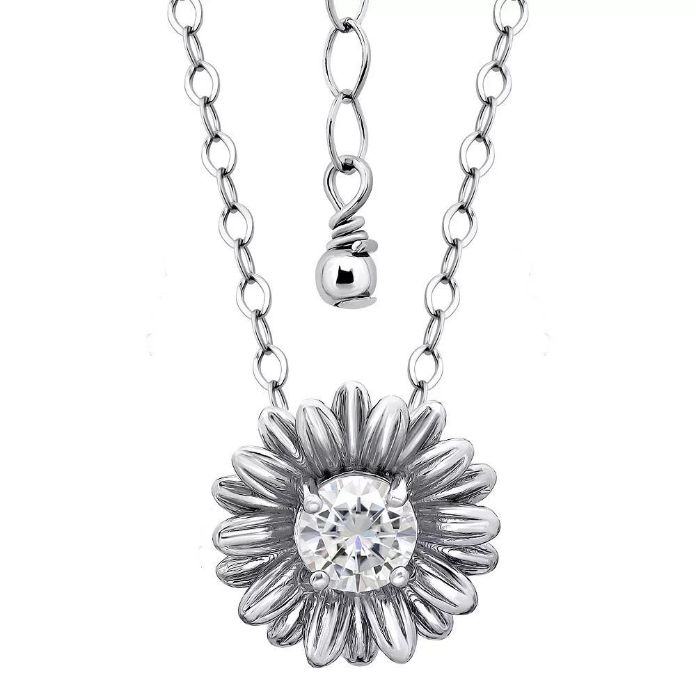 Aleure Precioso Sterling Silver Cubic Zirconia Daisy Necklace, Women's, Size: 16-18" ADJ Product Image