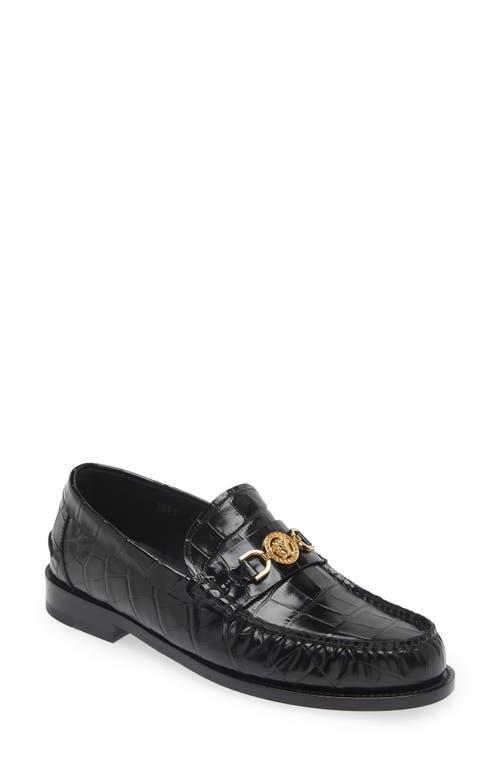 Versace Mens Medusa 95 Croc Embossed Slip On Loafers Product Image