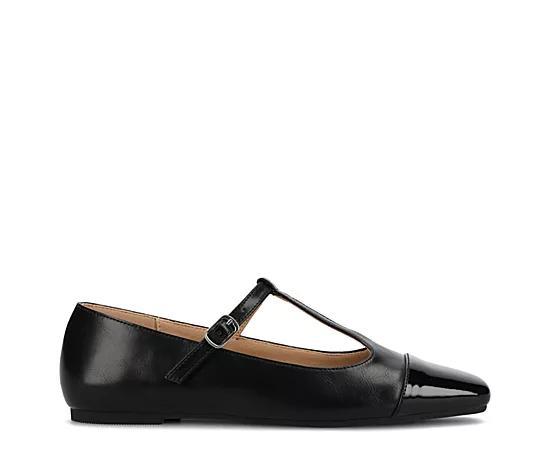 Journee Womens Theah Medium and Wide Width T-Strap Cap Toe Mary Jane Dress Flats Product Image