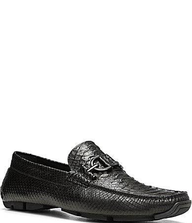 Donald Pliner Mens Dacio Bit Buckle Snake Print Leather Drivers Product Image