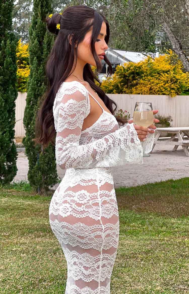 Rey White Lace Maxi Dress And Bolero Product Image