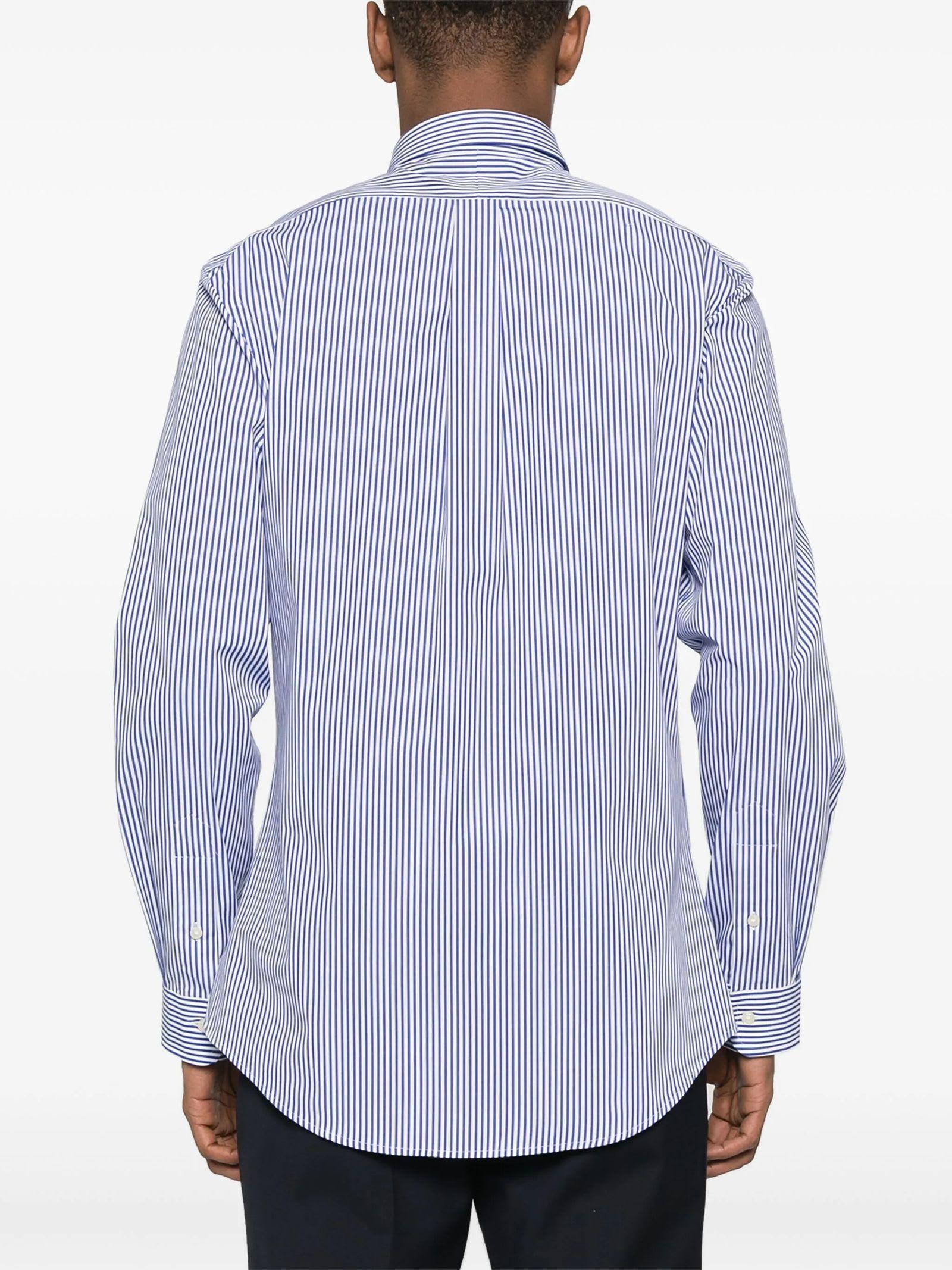 RALPH LAUREN Blue And White Polo Pony Striped Cotton Shirt Product Image
