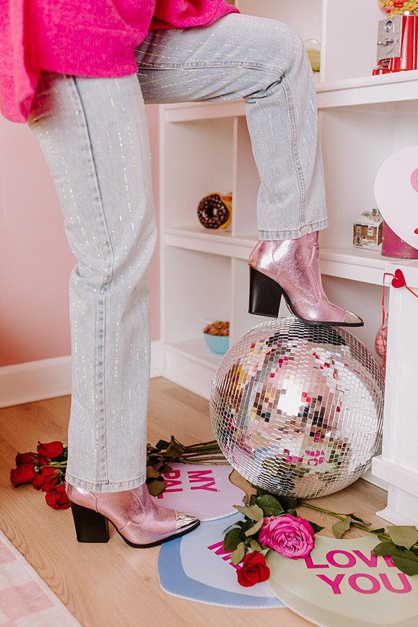The Kaylie Metallic Bootie In Pink Product Image