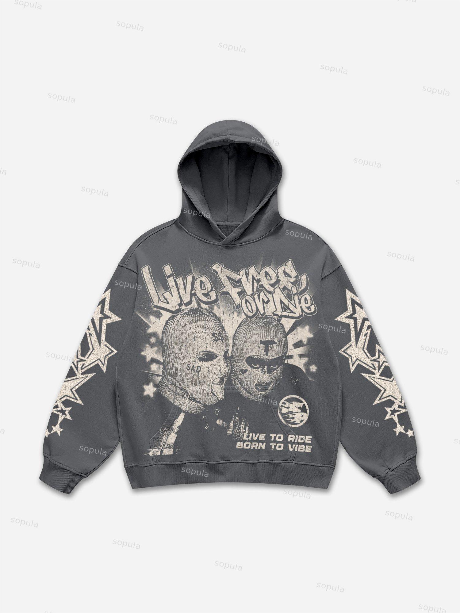 Live Free Or Die Outlaw Character Vintage Graphic Hoodie Product Image