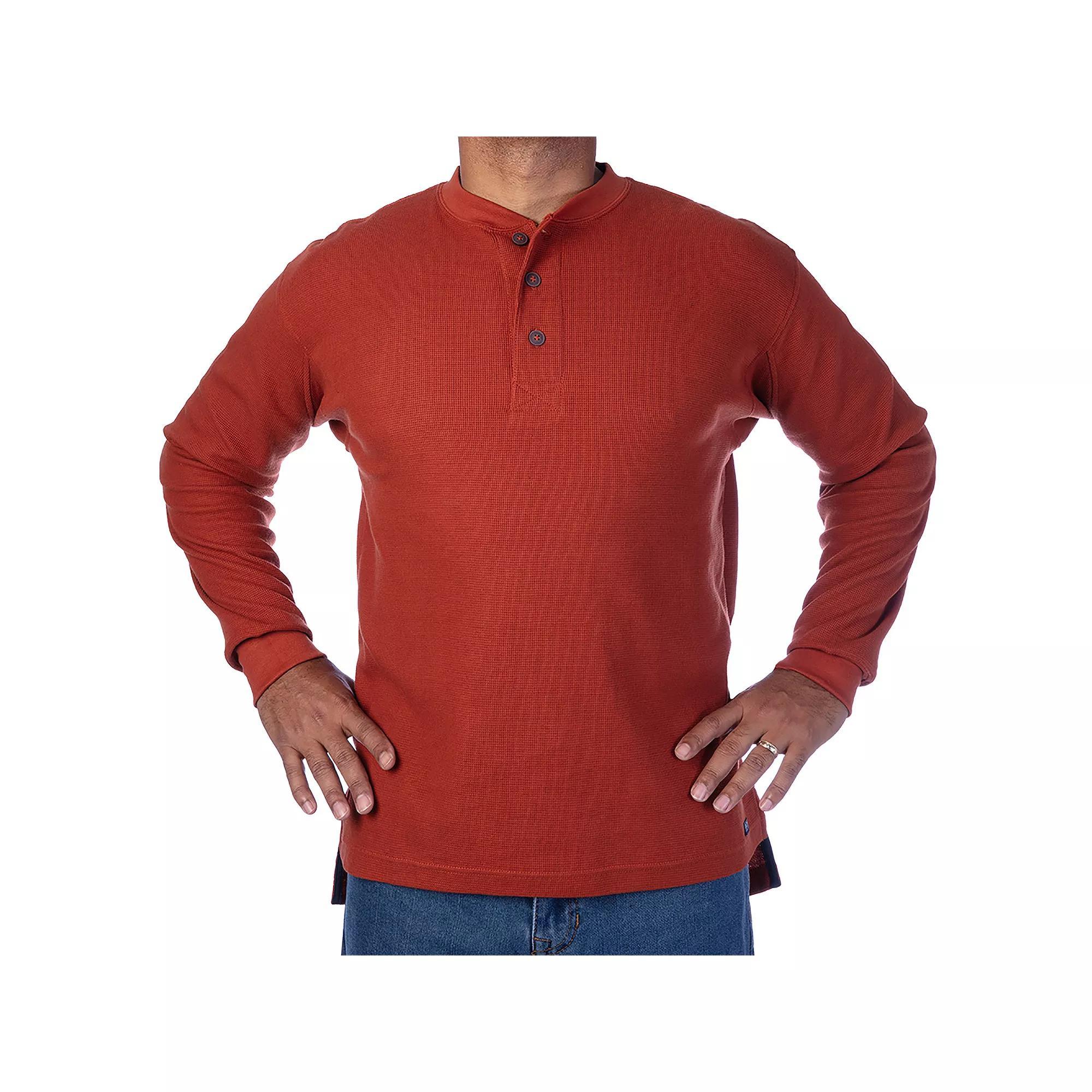 Mens Smiths Workwear Mini-Thermal Knit Henley Red Product Image
