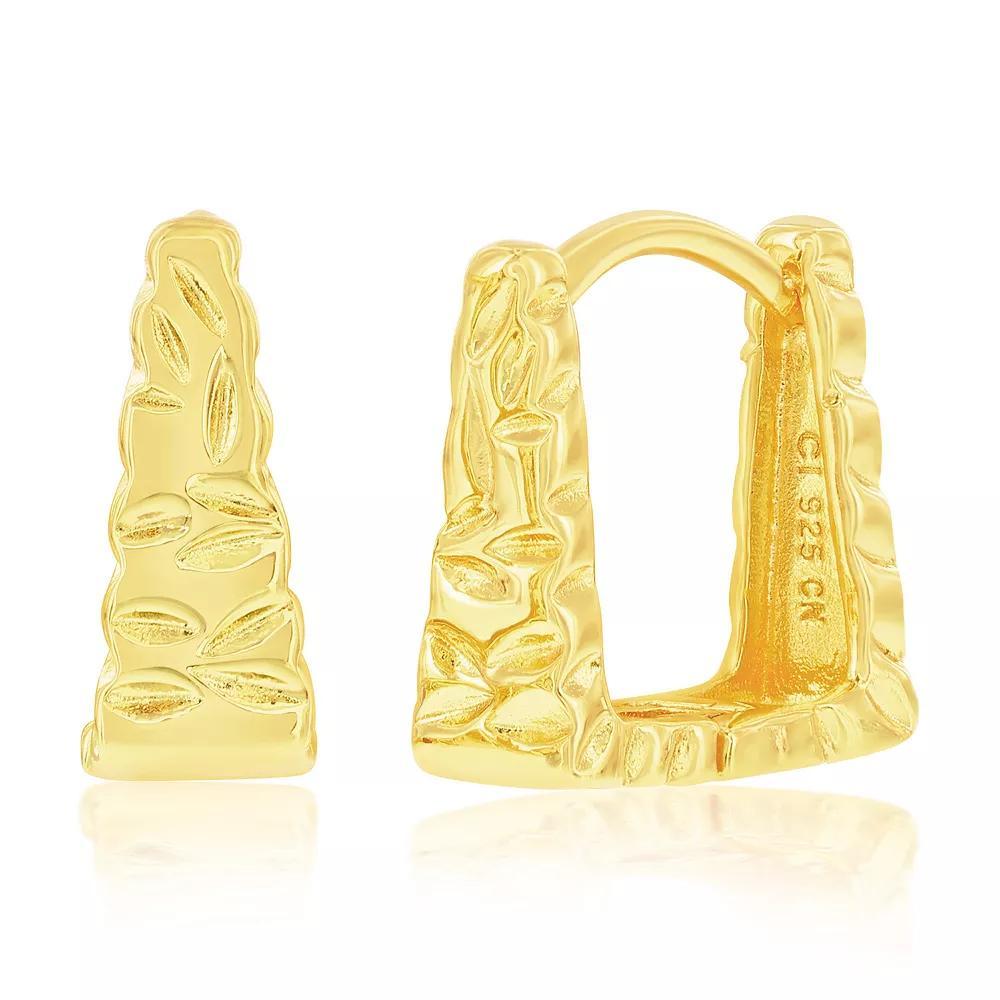 Argento Bella Sterling Silver Textured Square Hoop Earrings, Women's, Gold Tone Product Image