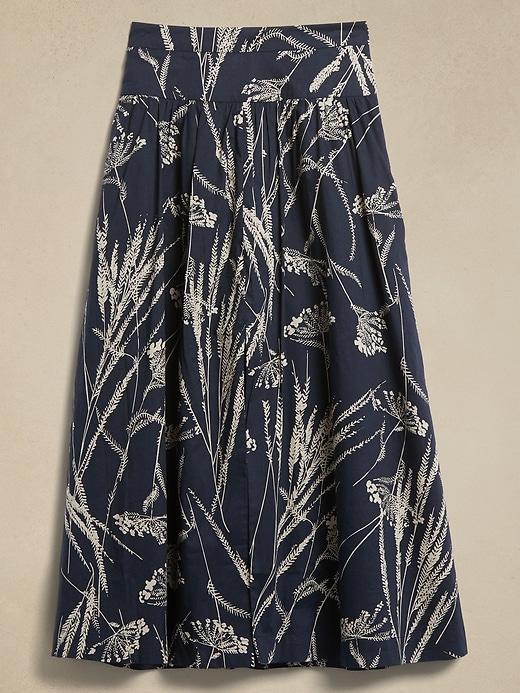 Linen-Blend Shirred-Front Maxi Skirt Product Image