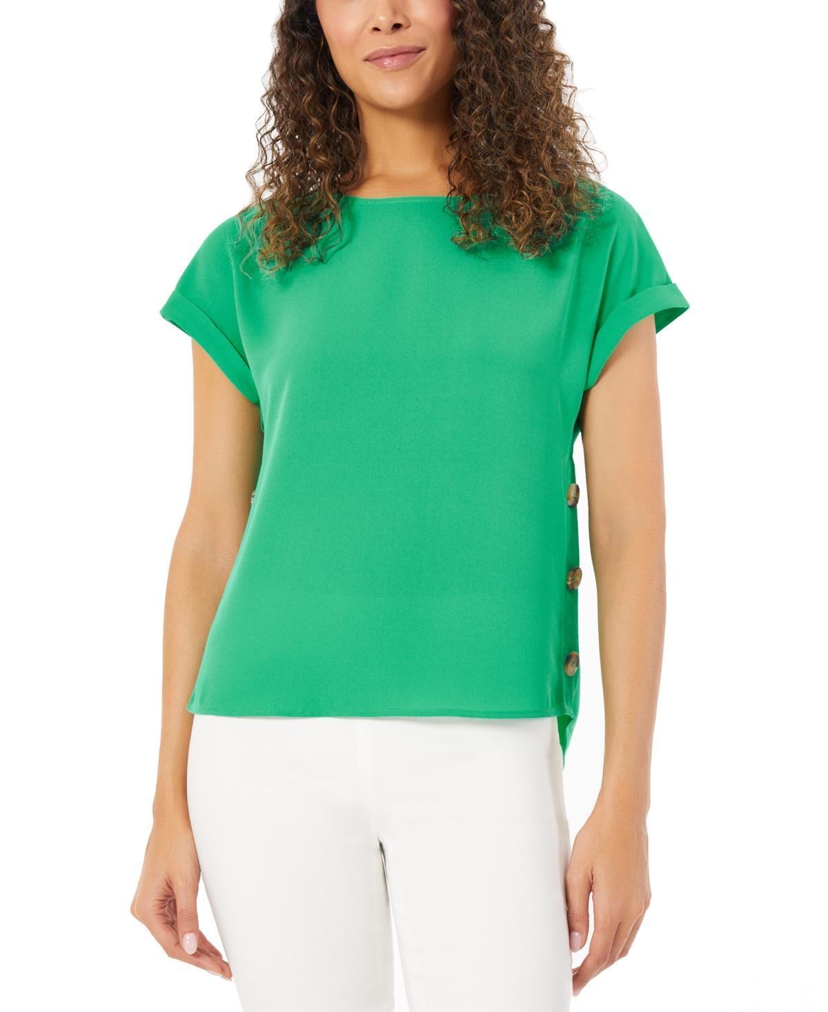 Jones New York Womens Short-Sleeve Button-Detail Top Product Image