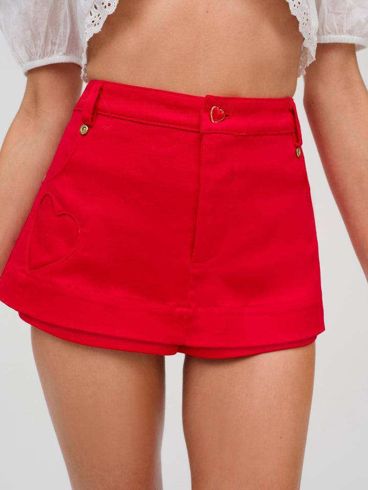 Lipstick Denim Mini Skort — White Product Image