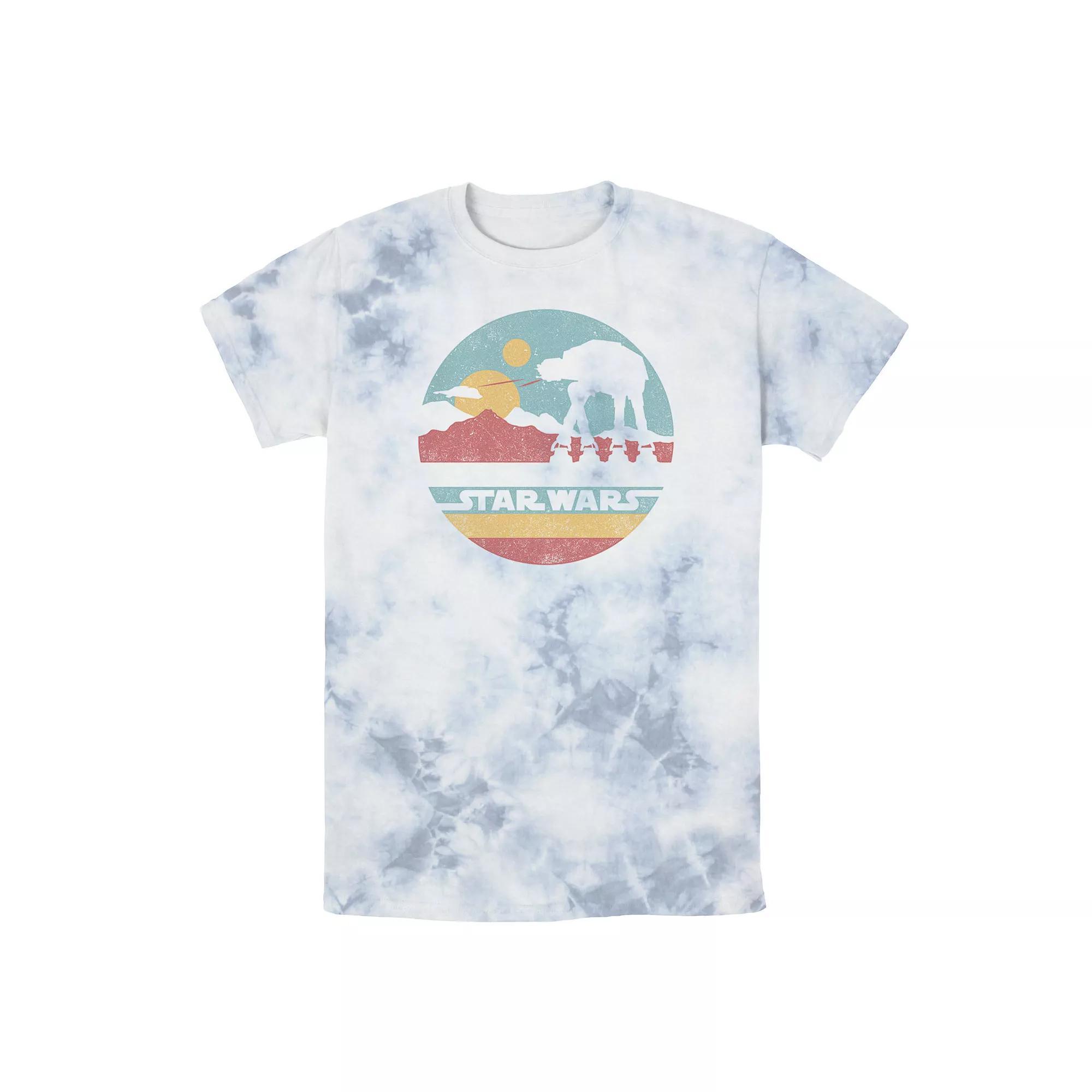 Men's Star Wars AT-AT Silhouette Title Logo Circle Tee, Boy's, Size: Small, White Blue Product Image