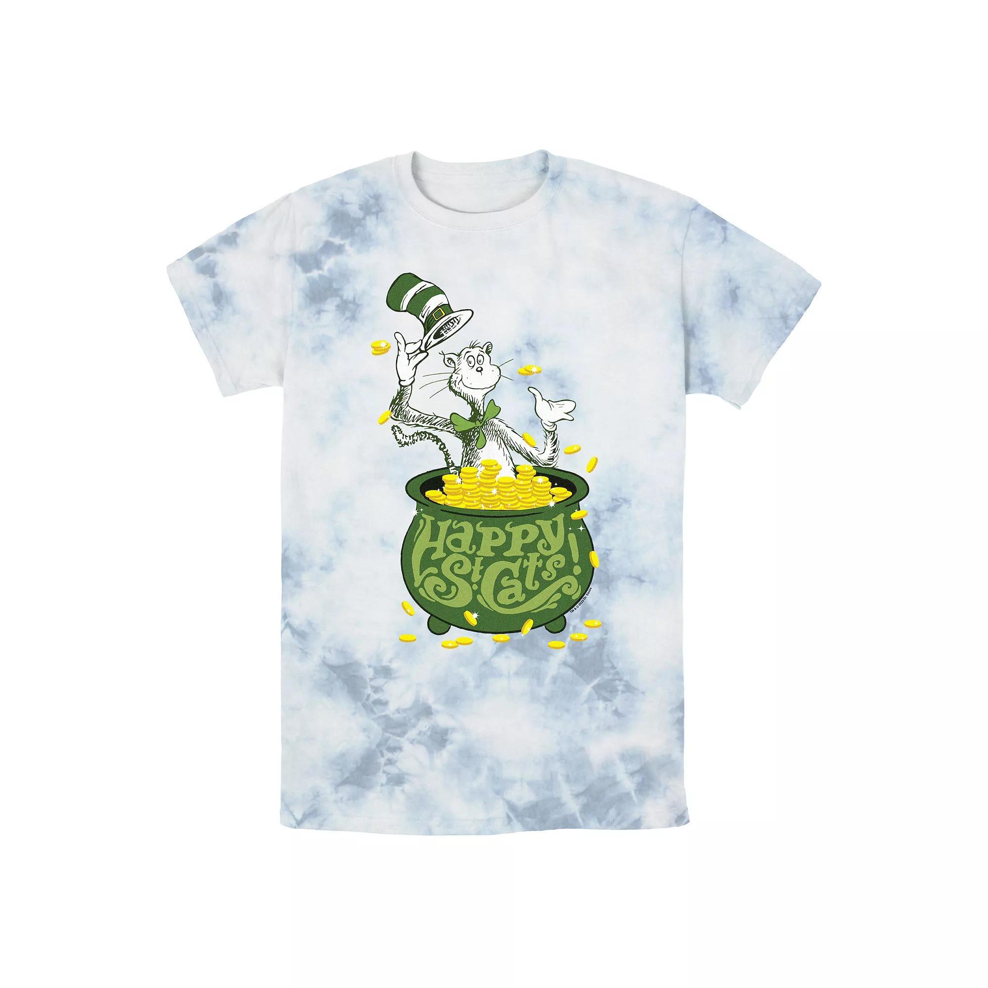 Men's Dr. Seuss Happy St. Cats Bombard Wash Graphic Tee, Size: Large, White Blue Product Image