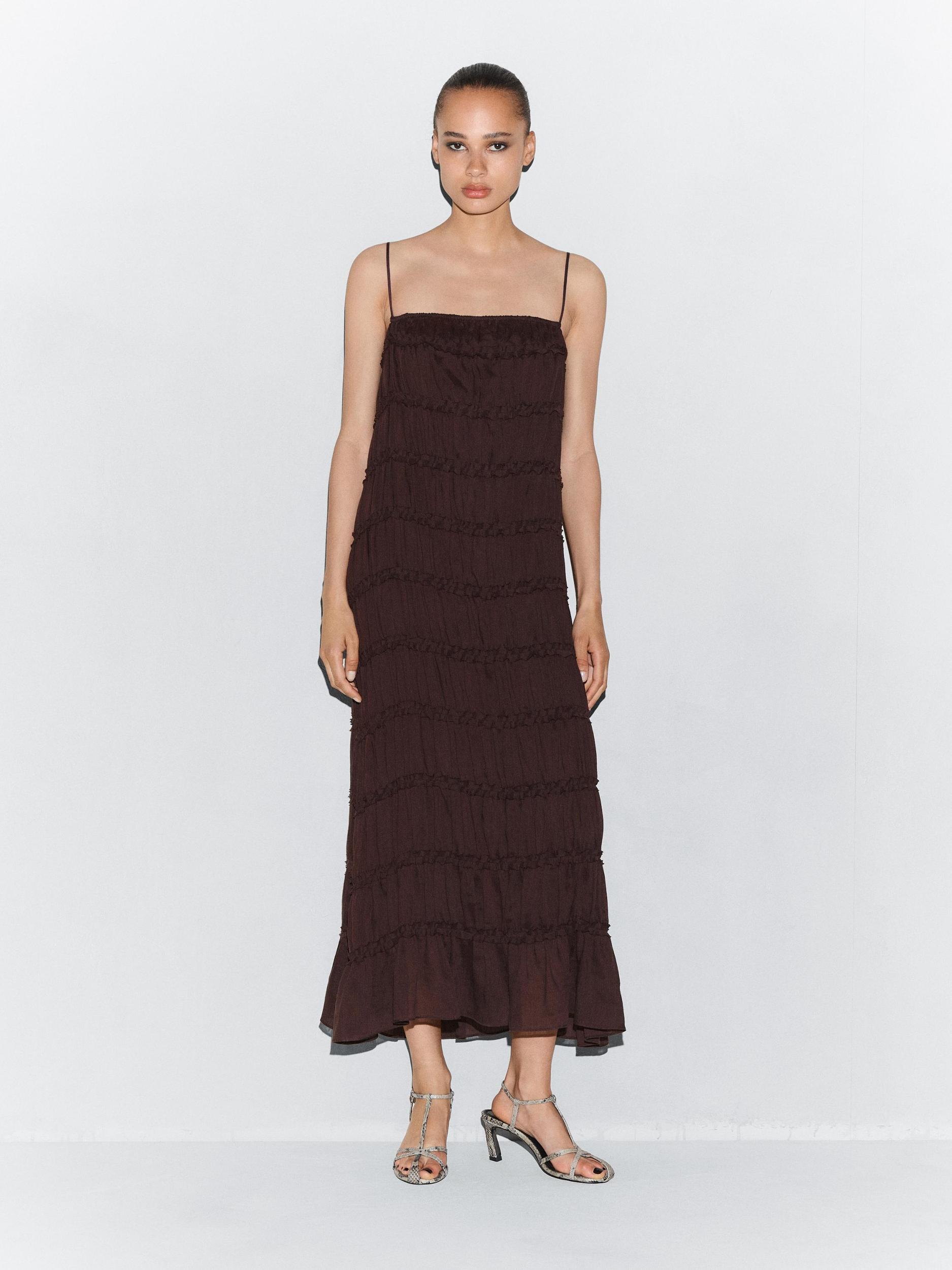 Long flowing linen blend dress Product Image