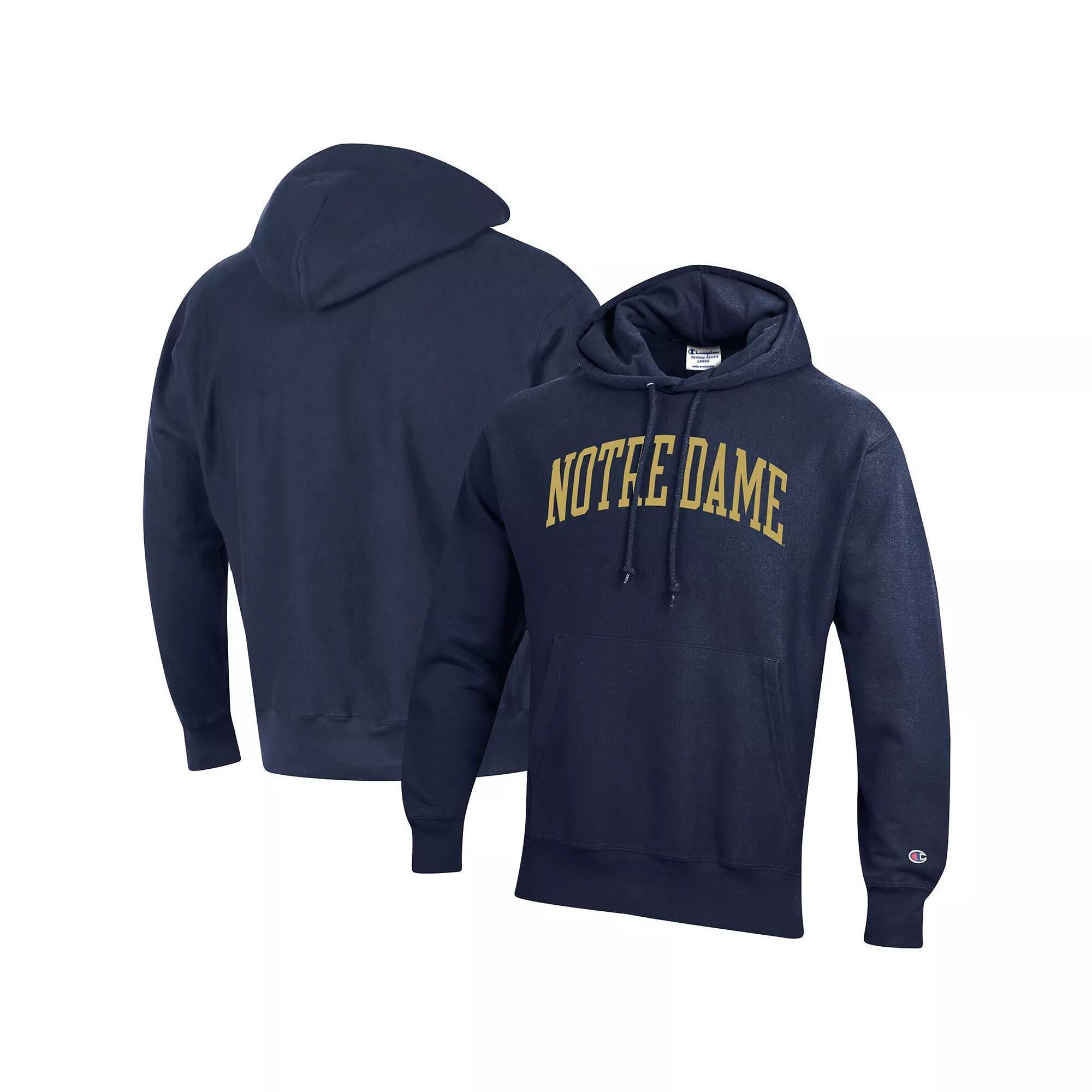 Men's Champion Navy Notre Dame Fighting Irish Team Arch Reverse Weave Pullover Hoodie, Size: Large, Blue Product Image