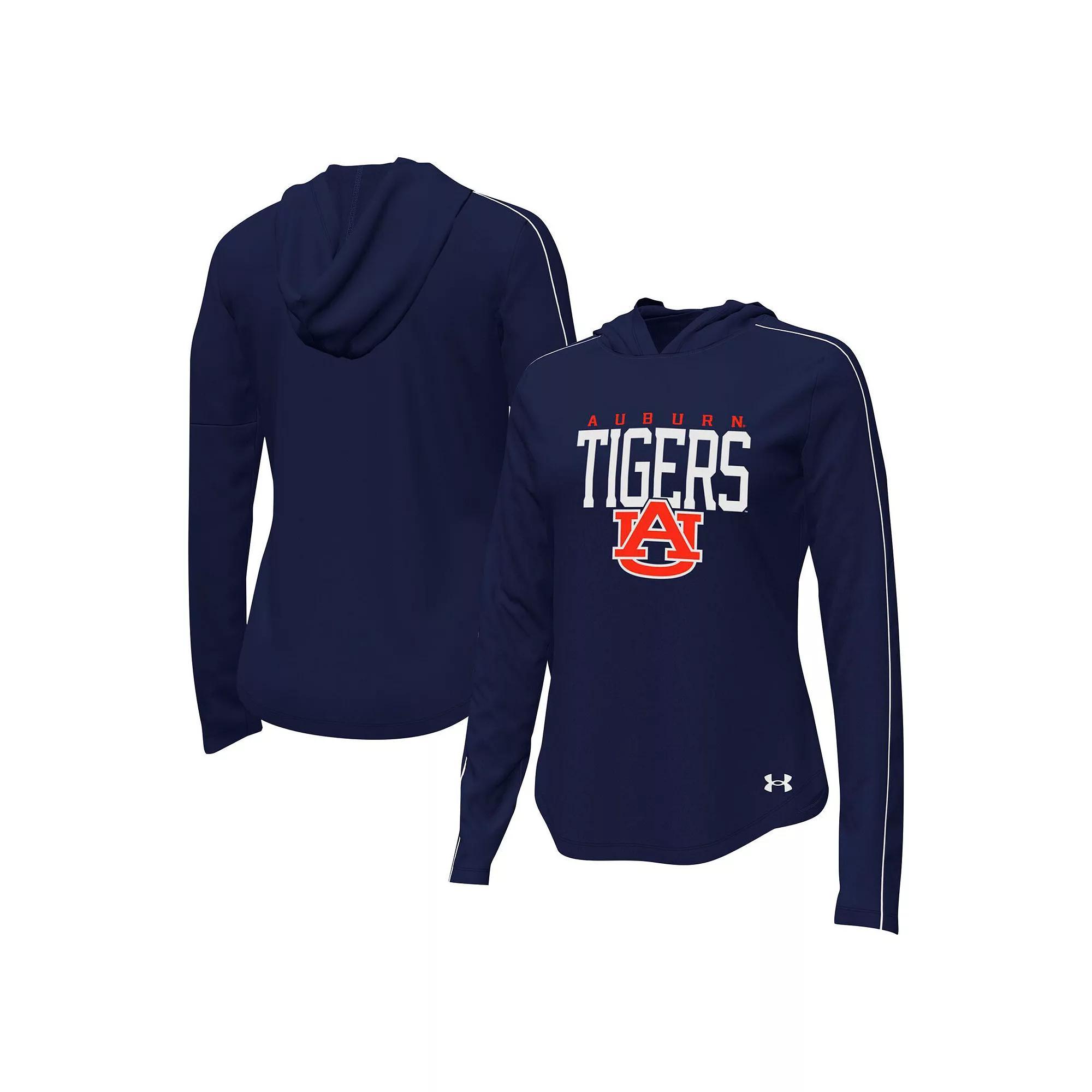 Women's Under Armour Navy Auburn Tigers Gameday Knockout Long Sleeve Hooded T-Shirt, Size: 2XL, Blue Product Image
