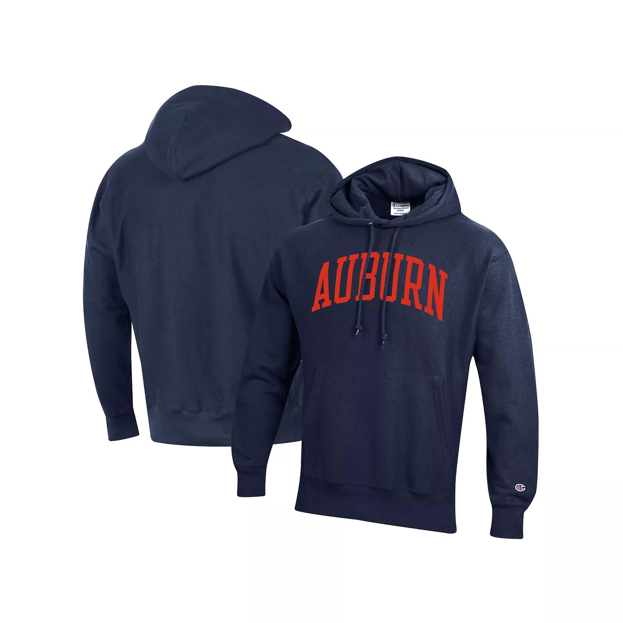 Men's Champion Navy Auburn Tigers Team Arch Reverse Weave Pullover Hoodie, Size: 2XL, Blue Product Image
