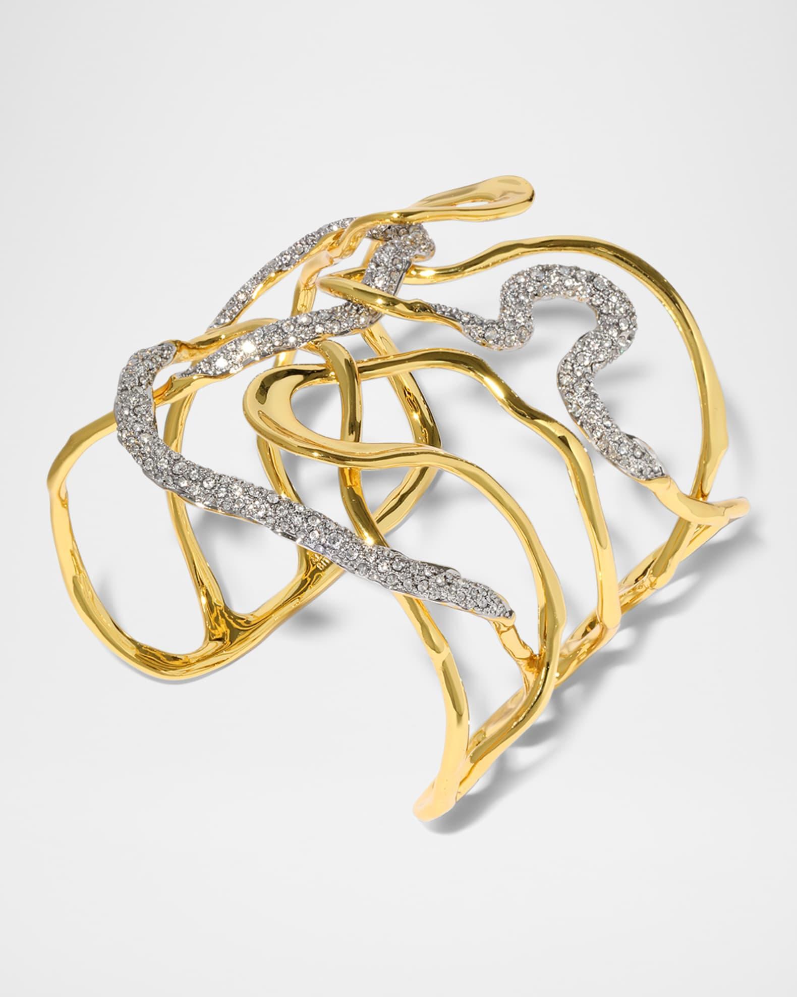 Solanales Gold Crystal Intertwined Cuff Bracelet Product Image