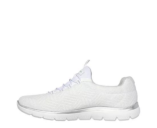Skechers® Summits Women's Sneakers, Size: 5, White Silver Mesh Product Image