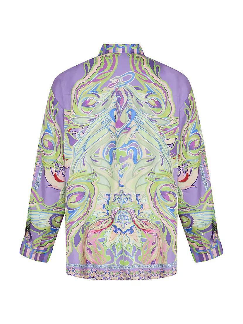 Graphic Silk Button-Front Shirt Product Image