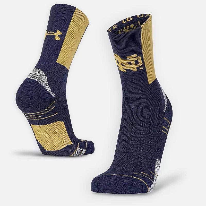 Mens Under Armour Notre Dame Fighting Irish Playmaker Crew Socks Blue Product Image