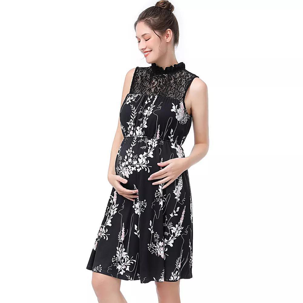 Pokkori Maternity Lace Sleeveless Skater Dress, Women's, Size: XS-MAT, Multi Product Image