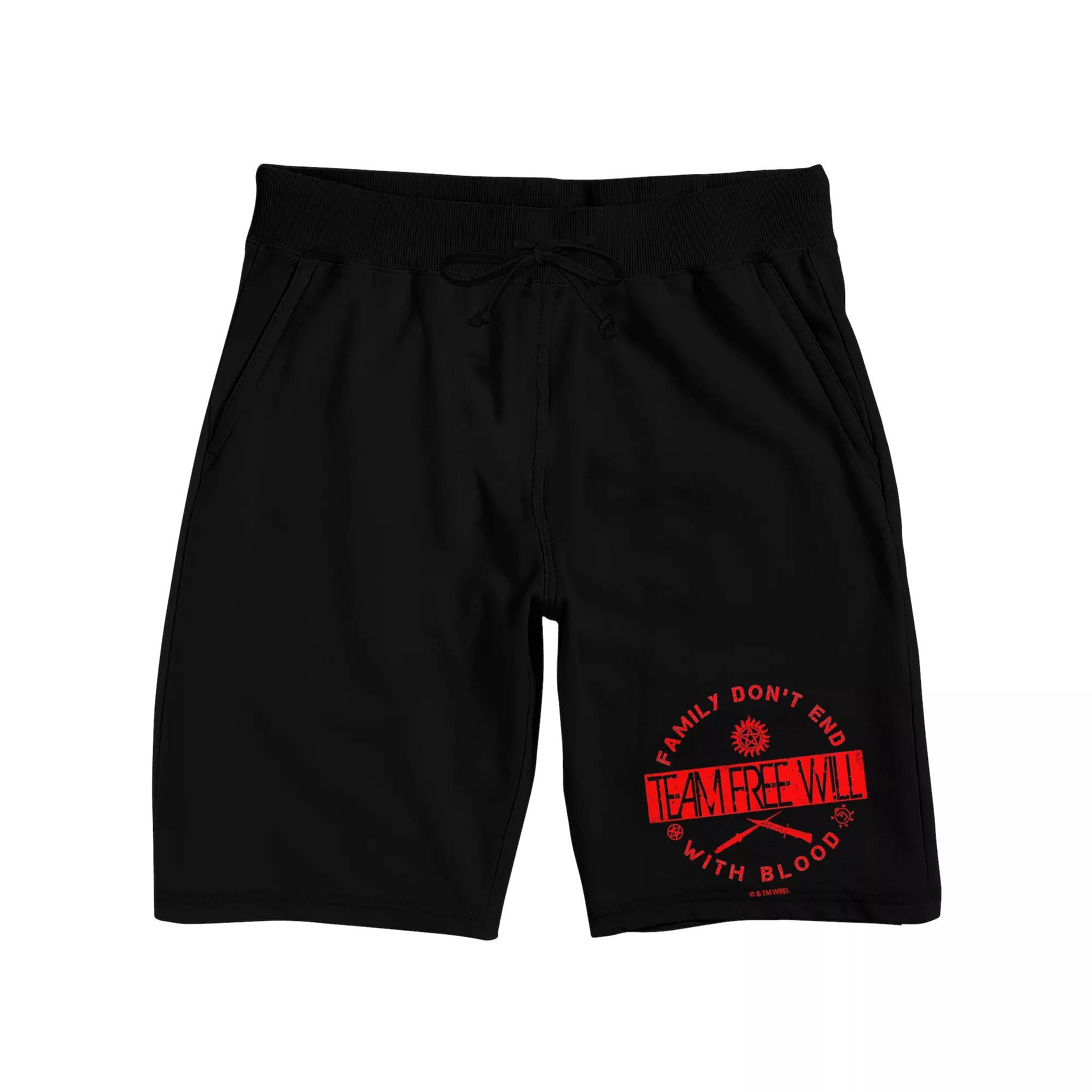 Men's Supernatural Team Free Will 9-in. Sleep Shorts, Size: Small, Black Product Image