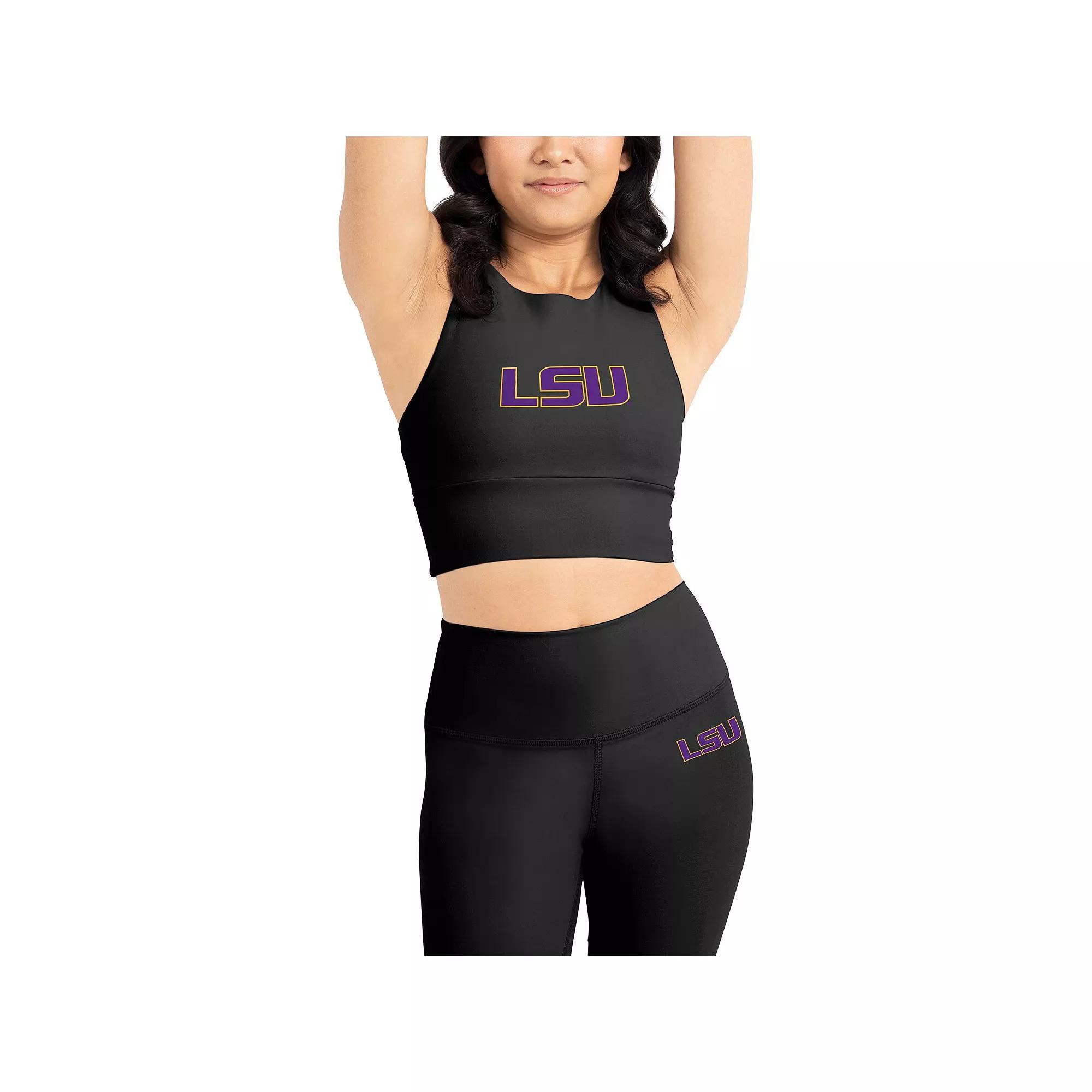 Women's Certo Black LSU Tigers Buttery Soft Midi Bra & Leggings Set, Size: XL Product Image